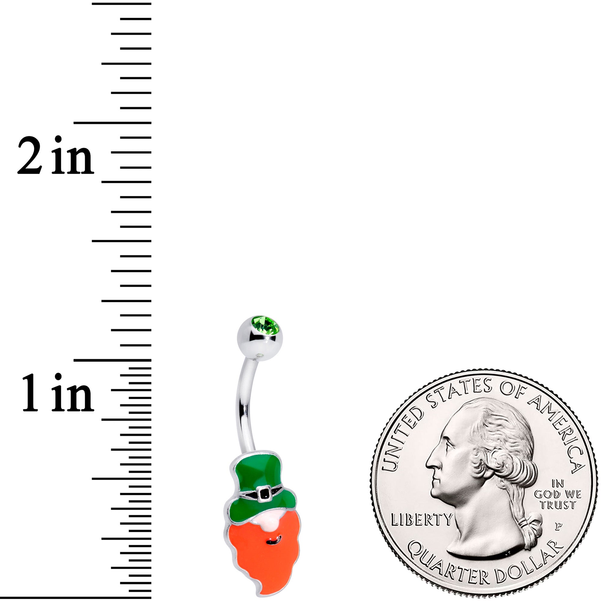 Green Clear Gem Leprechaun St Patricks Day Belly Ring Set of 3