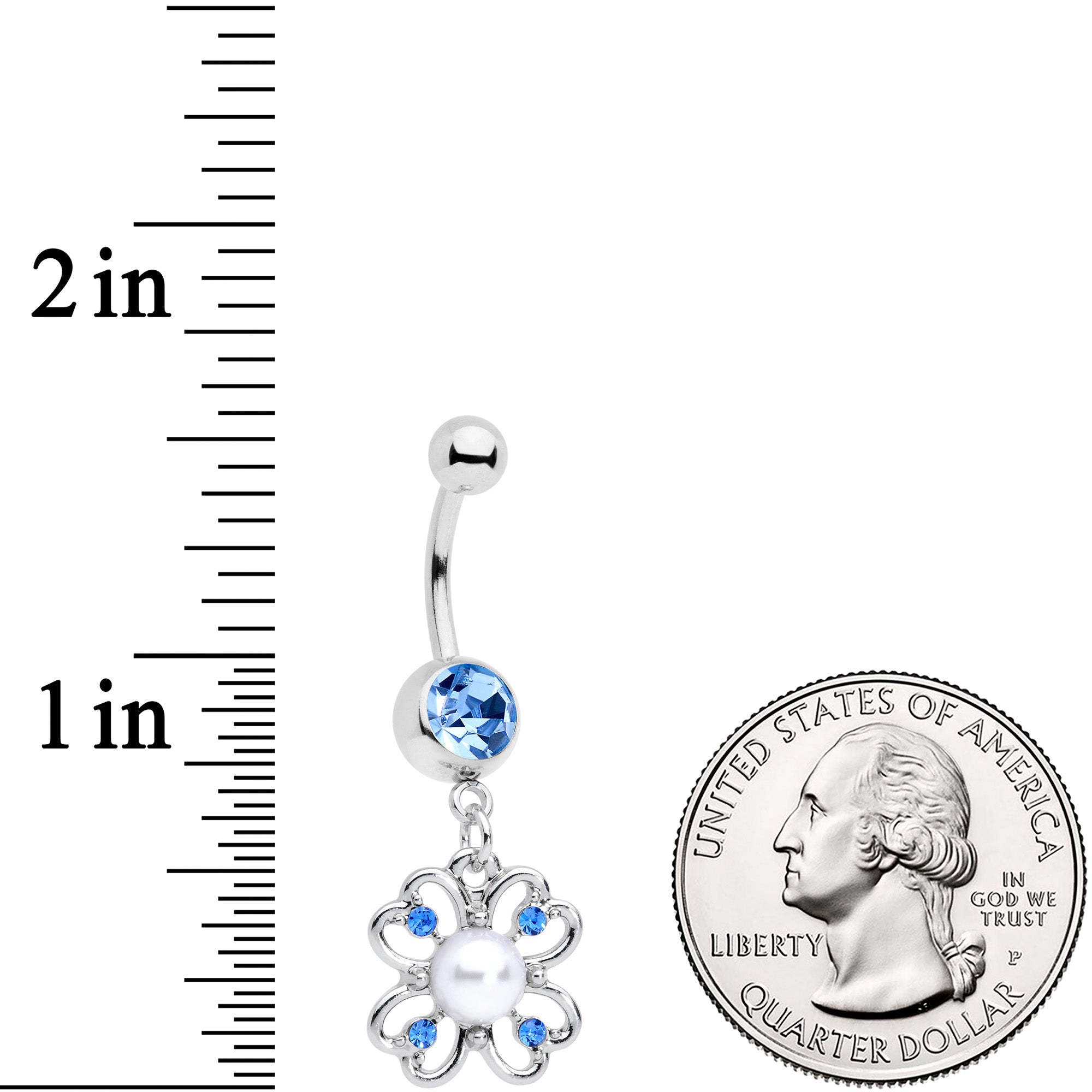 Light Blue Gem Shamrock St Patricks Day Dangle Belly Ring