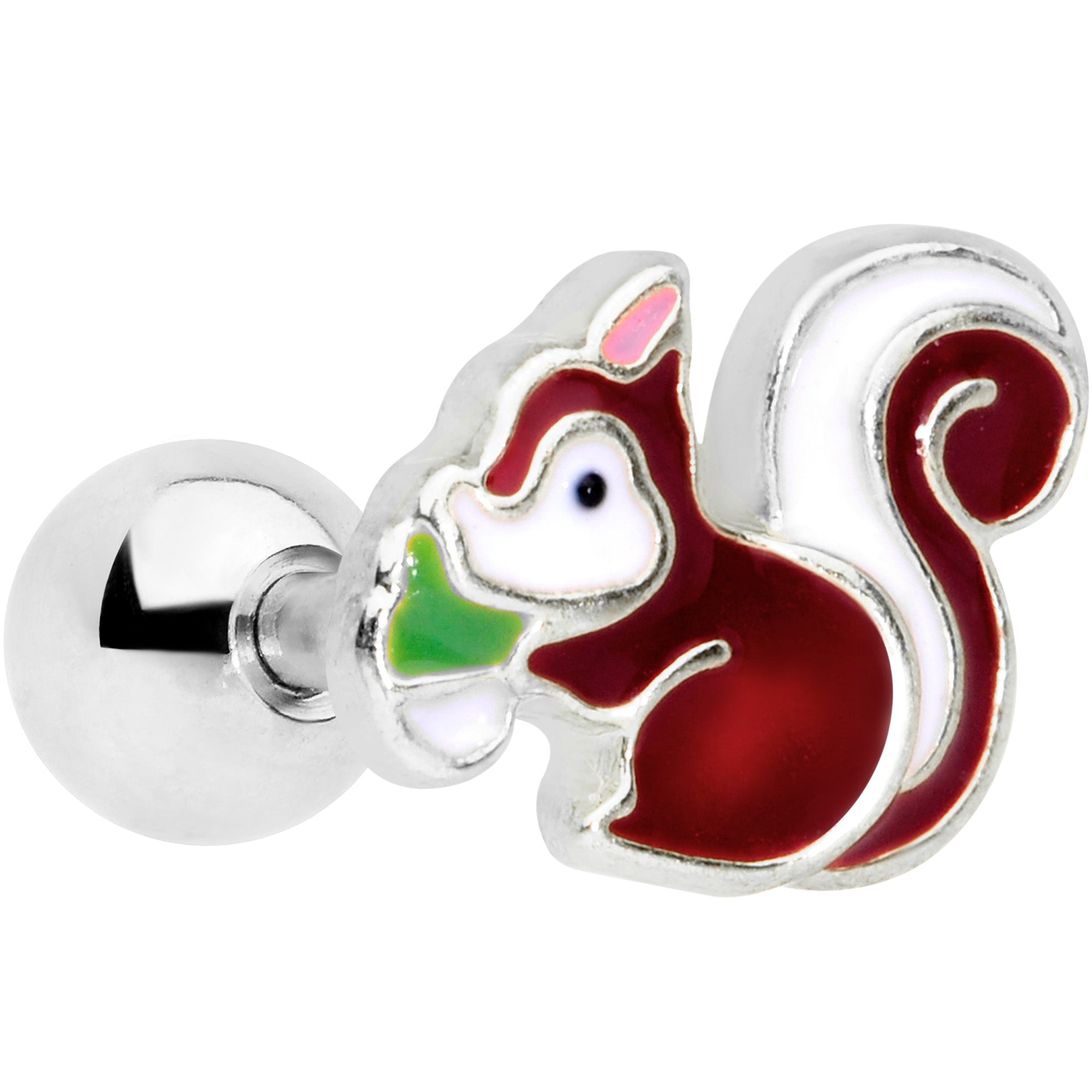 16 Gauge 1/4 Snacking Squirrel Cartilage Tragus Earring