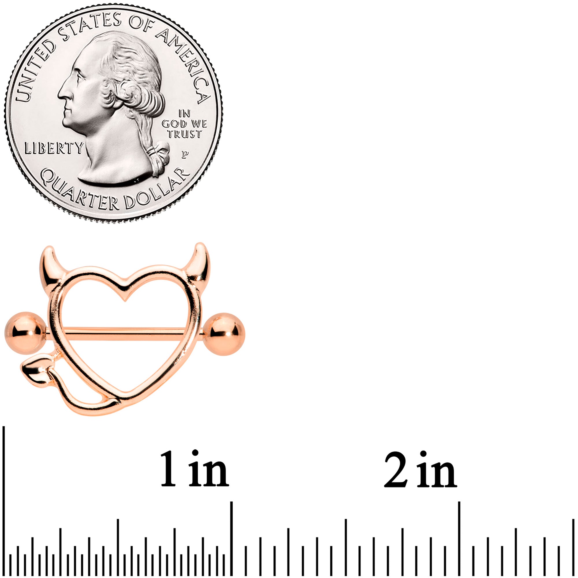 14 Gauge 5/8 Devil Heart Valentine Nipple Shield Set