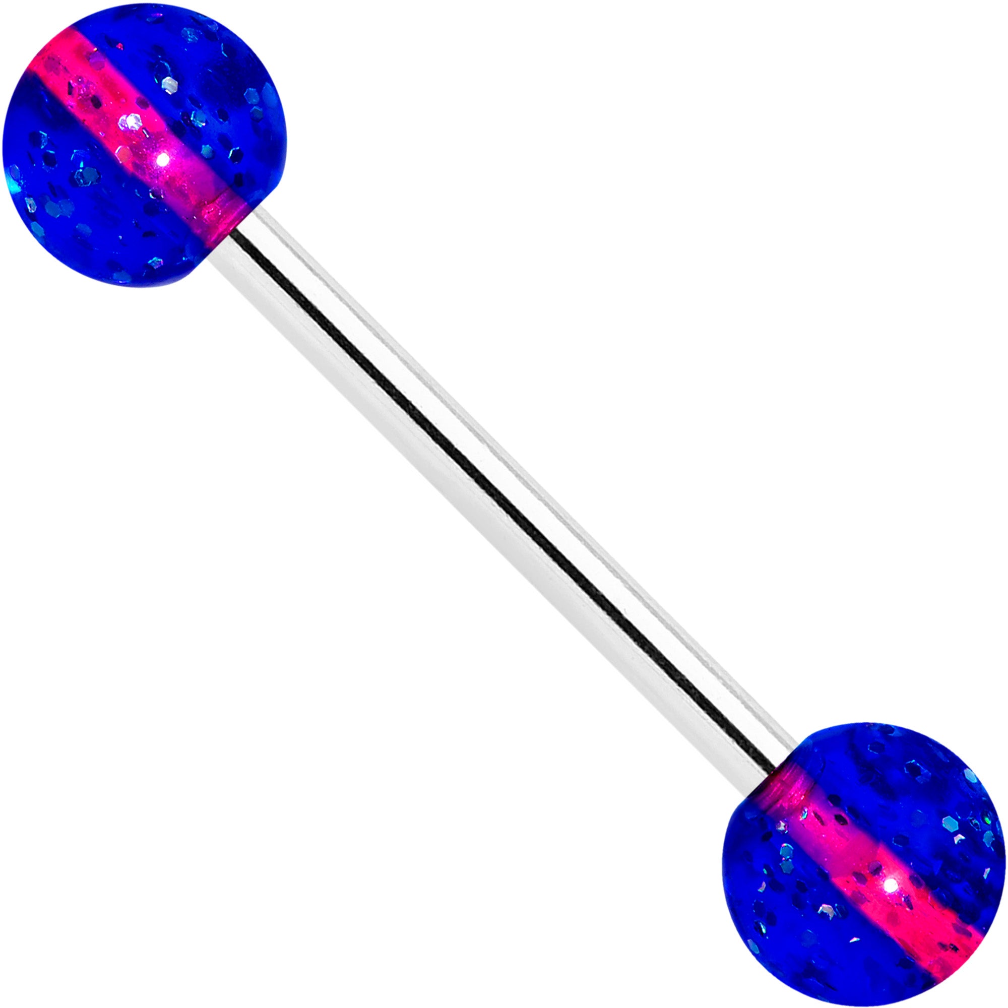 Blue Purple UV Glow Acrylic Ball Barbell Tongue Ring