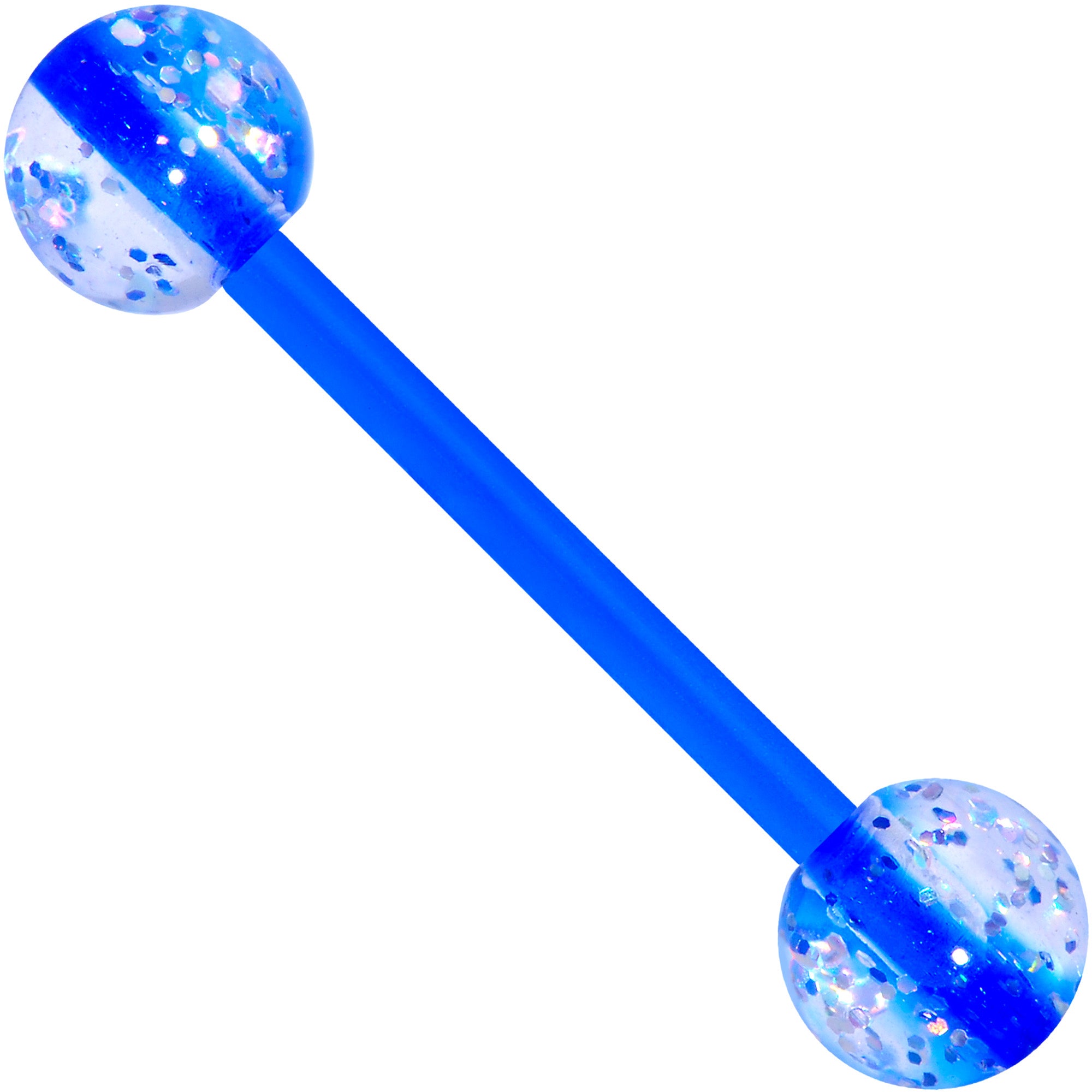 Blue Clear UV Glow Flexible Acrylic Barbell Tongue Ring