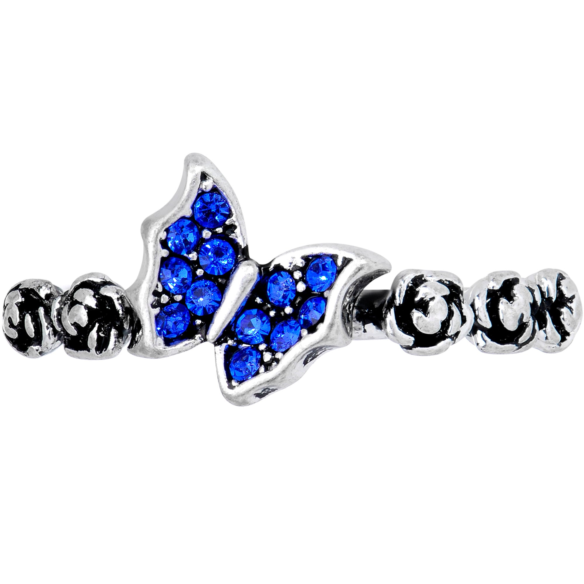 Blue Gem Ornate Butterfly Toe Ring