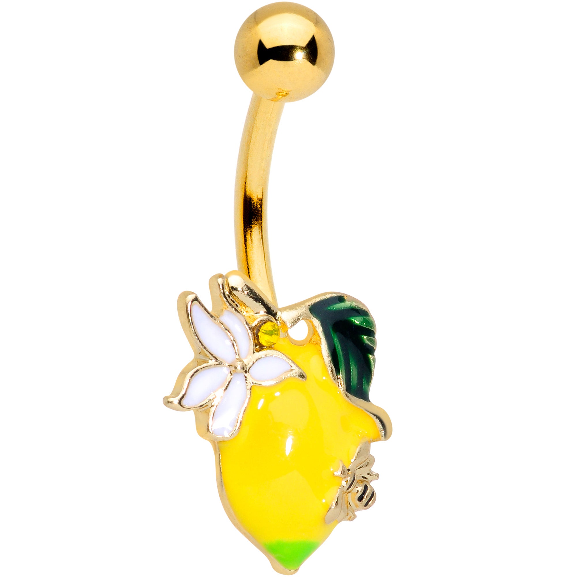 Gold Tone Lemon Bee Flower Belly Ring