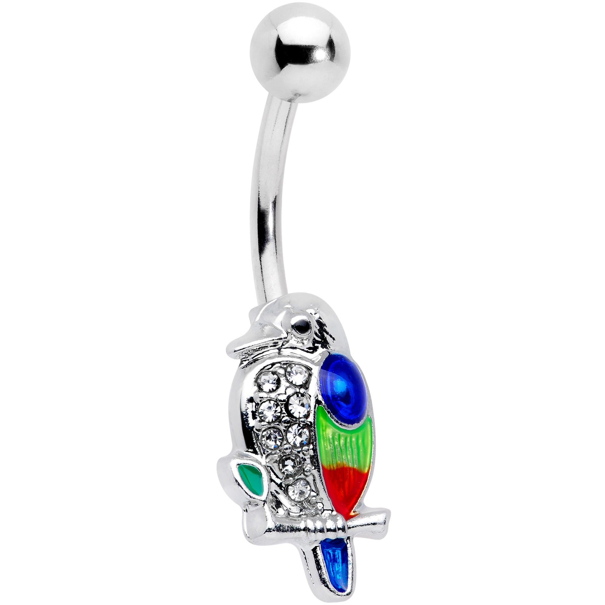 Clear Gem Tropical Parrot Bird Belly Ring