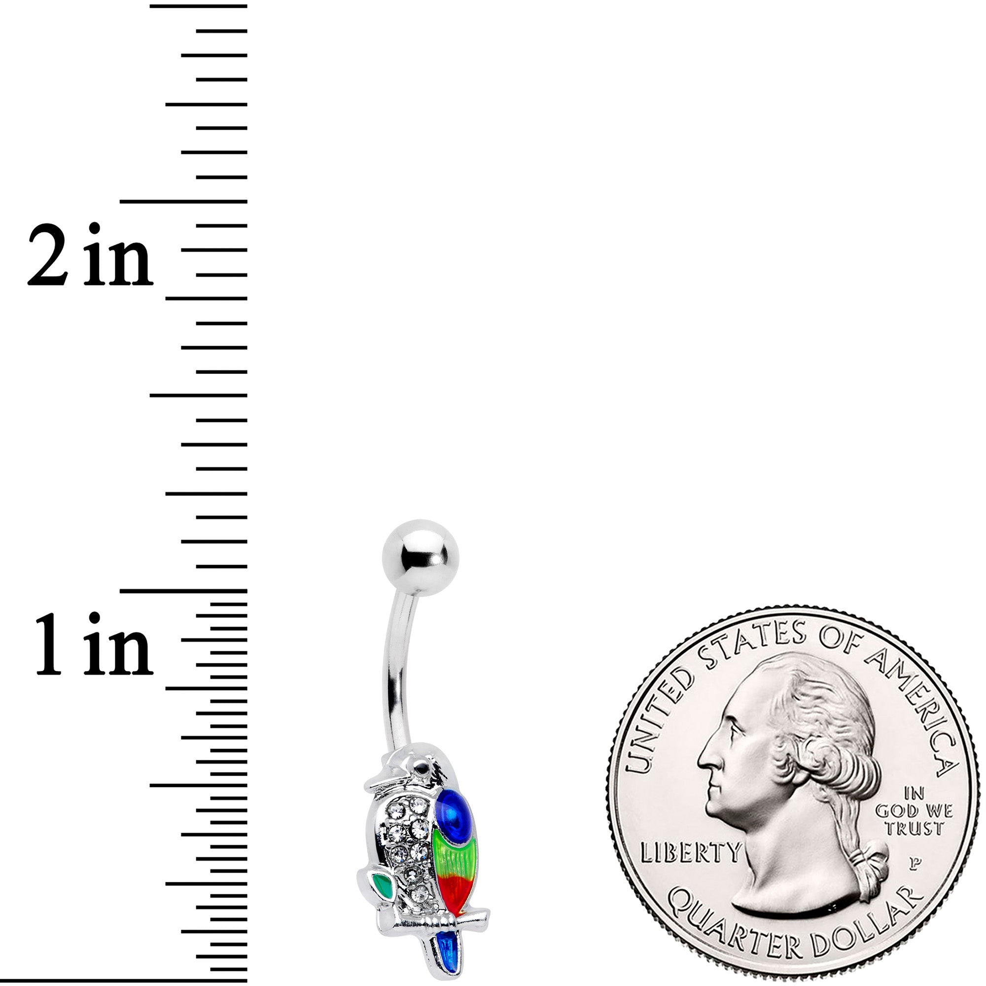 Clear Gem Tropical Parrot Bird Belly Ring