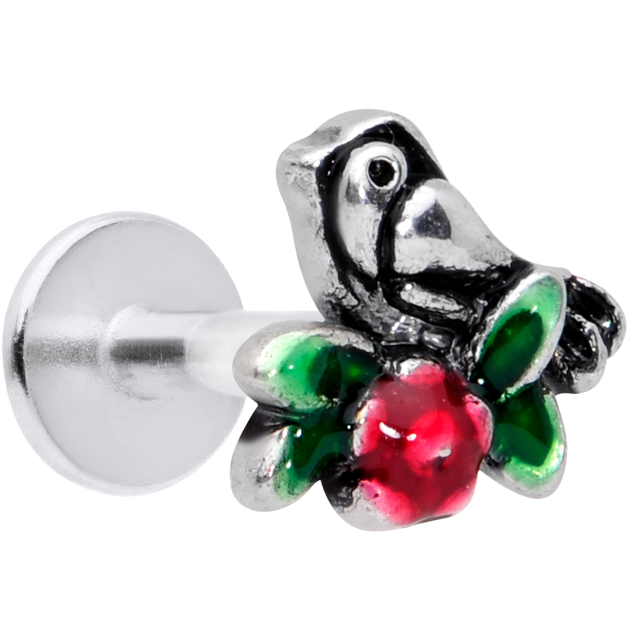 16 Gauge 1/4 Perching Bird Flower Labret Monroe Tragus