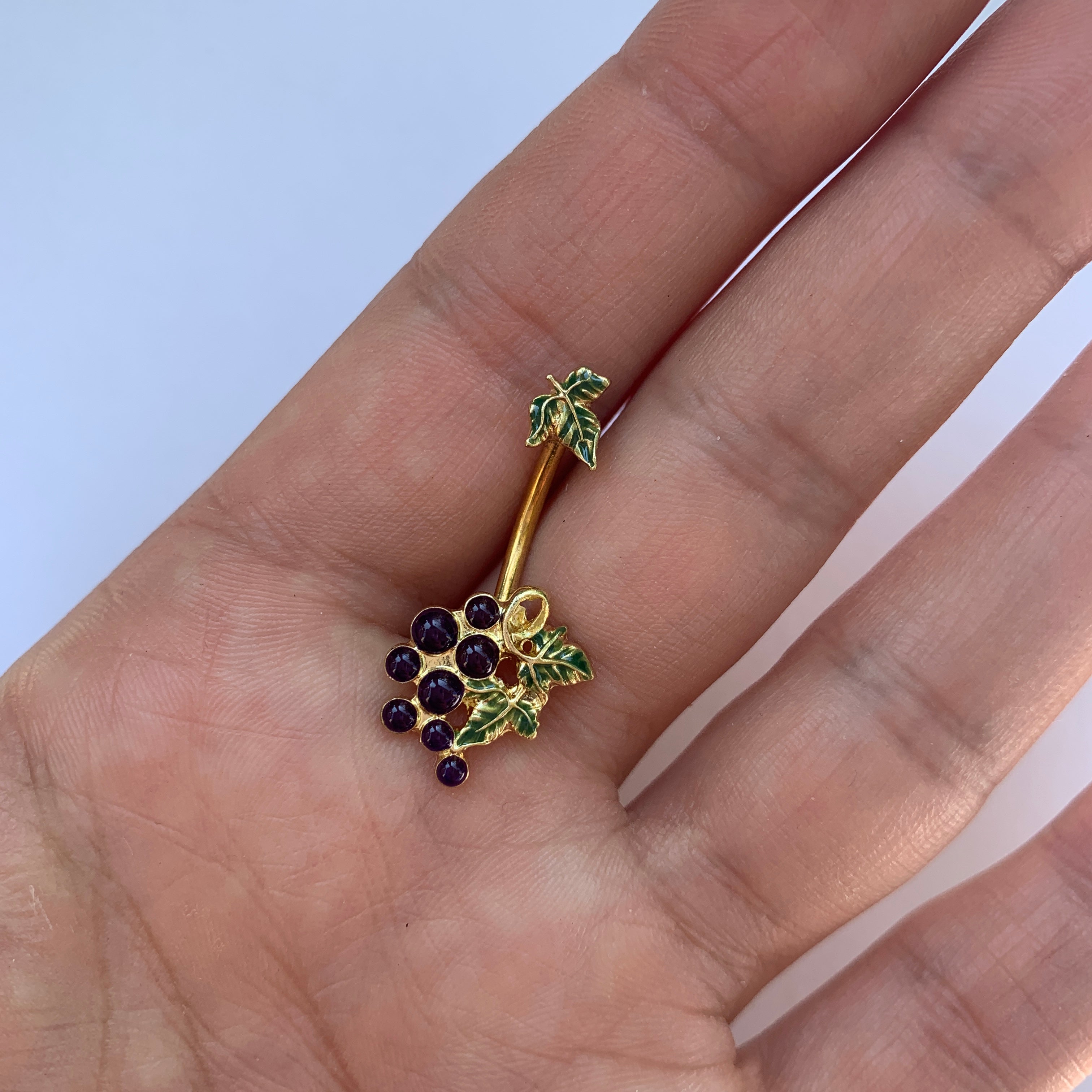 Gold Tone Yummy Grapes Belly Ring