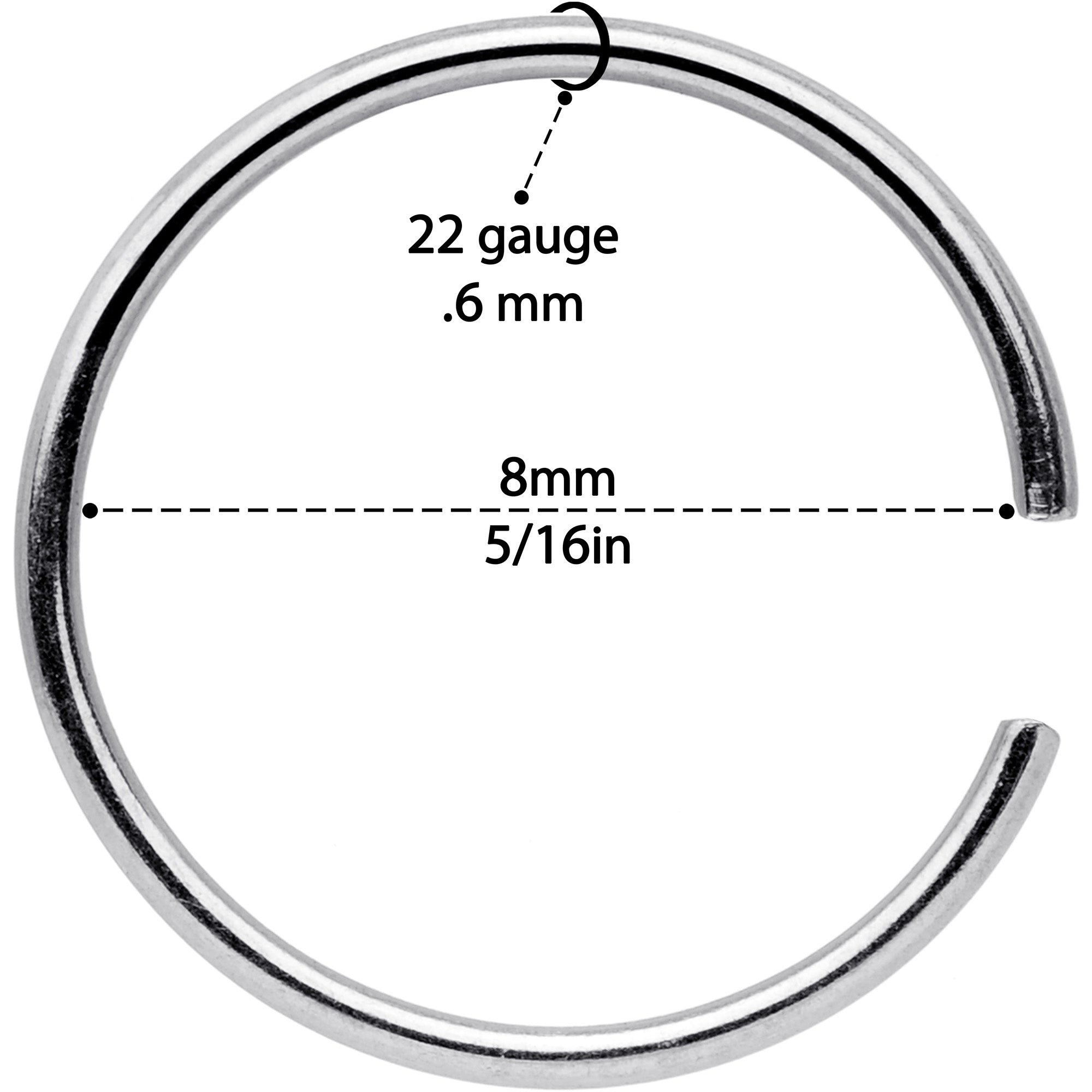 22 Gauge 5/16 Seamless Circular Ring Set of 12