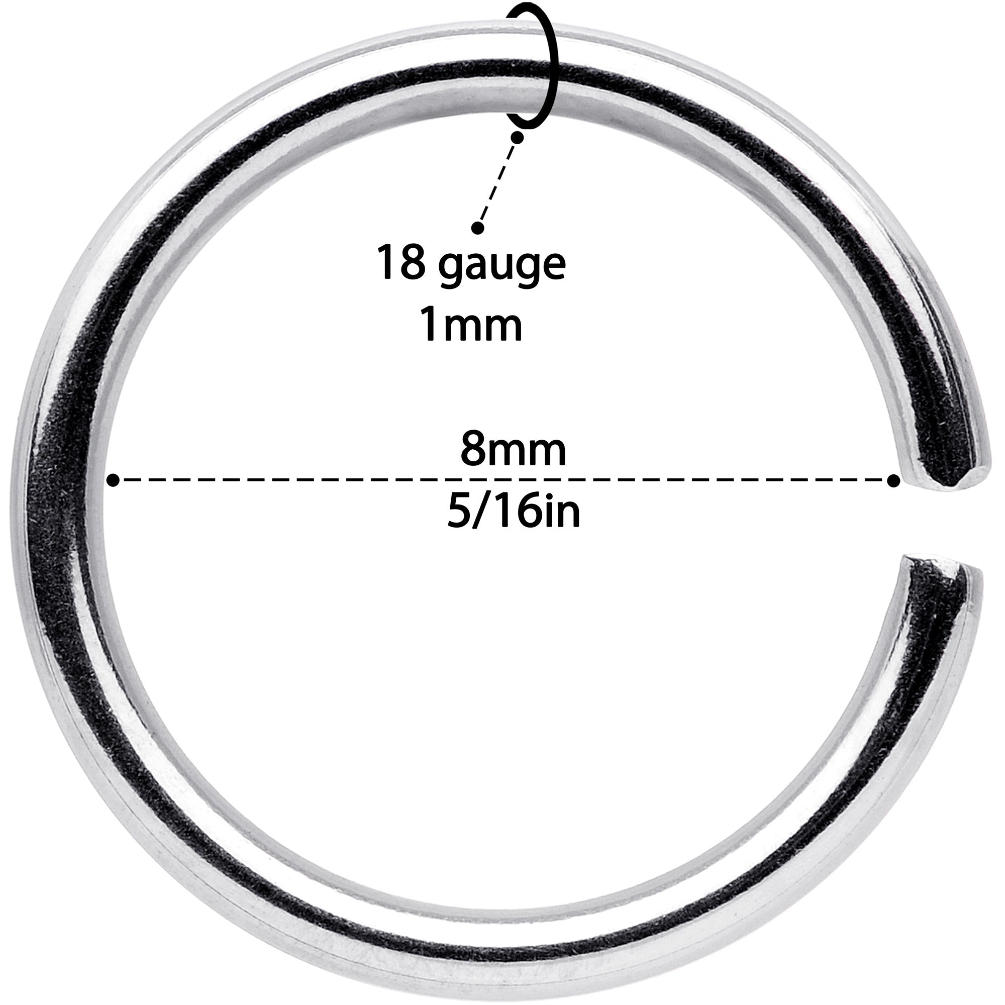 18 Gauge 5/16 Seamless Circular Ring Set of 12