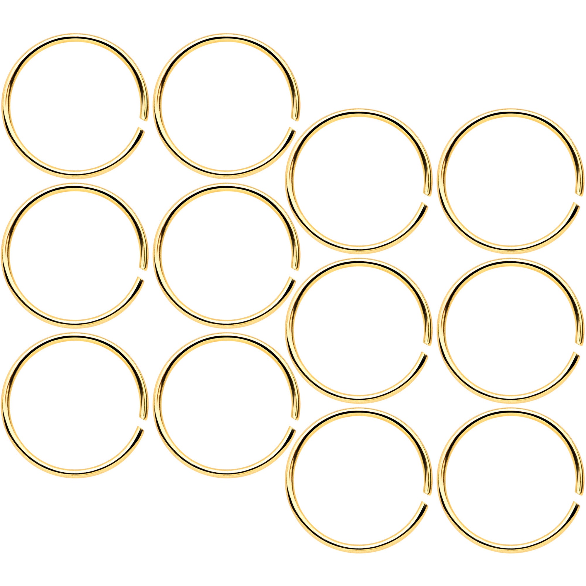 22 Gauge 5/16 Gold Tone Anodized Seamless Circular Ring Set of 12