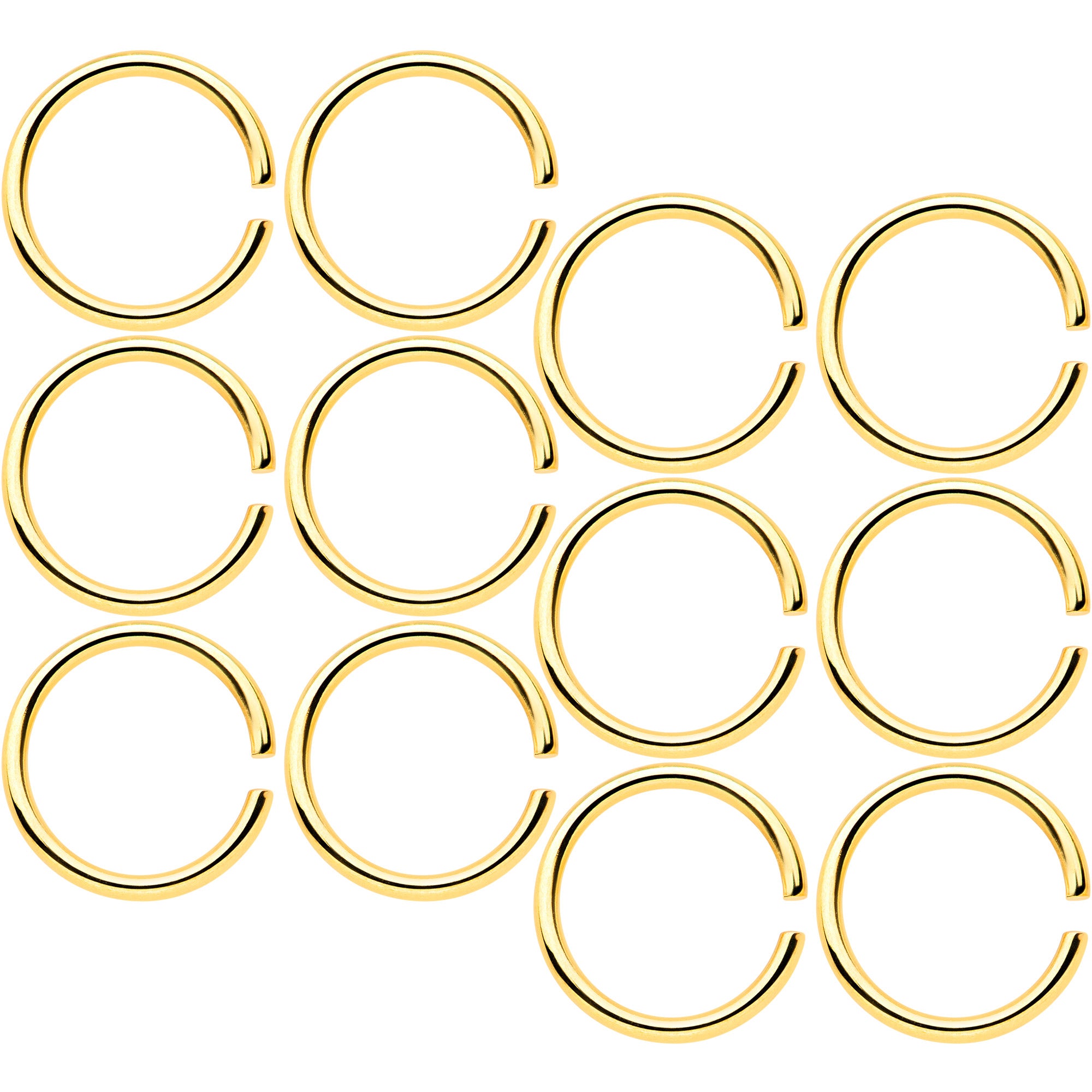 18 Gauge 5/16 Gold Tone Anodized Seamless Circular Ring Set of 12