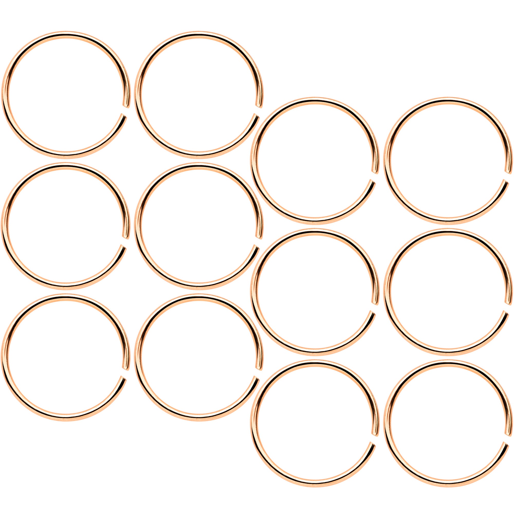 22 Gauge 5/16 Rose Gold Tone Anodized Seamless Circular Ring Set of 12