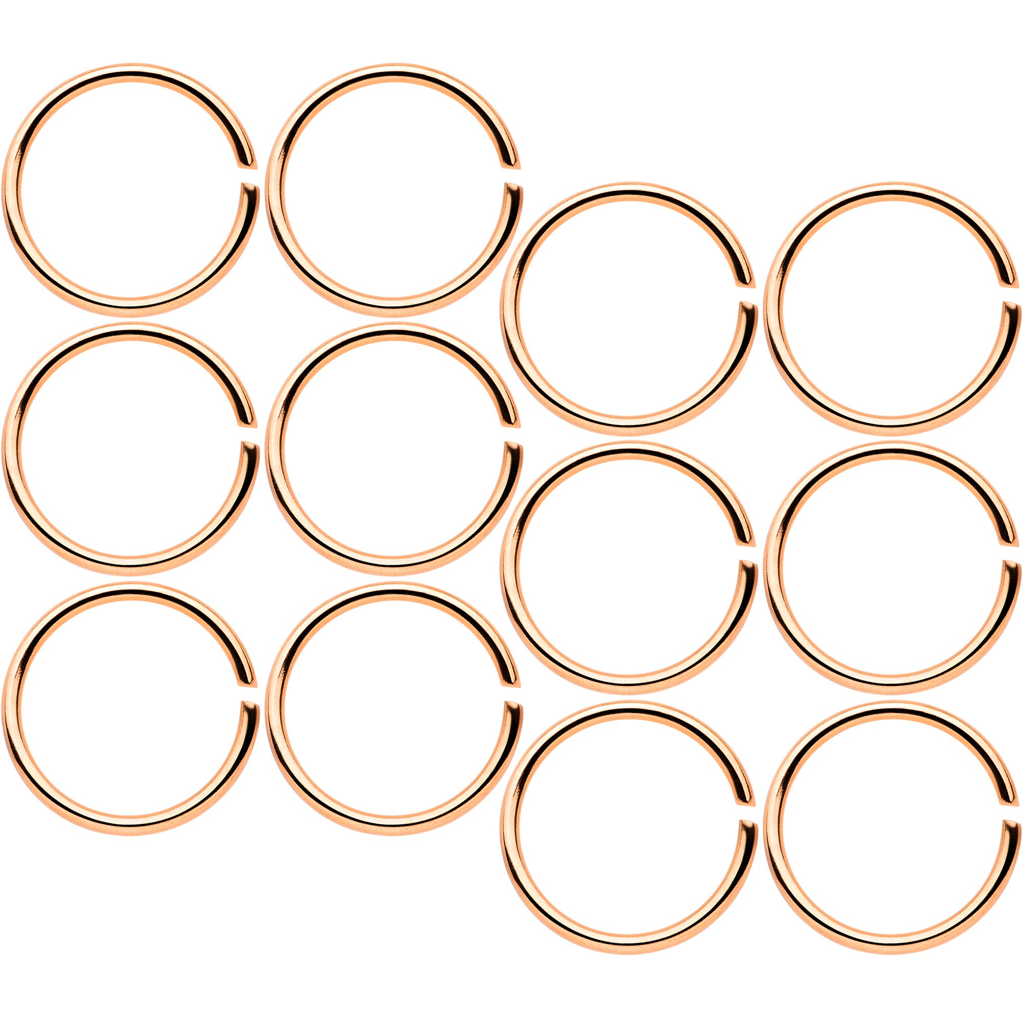 20 Gauge 5/16 Rose Gold Tone Anodized Seamless Circular Ring Set of 12