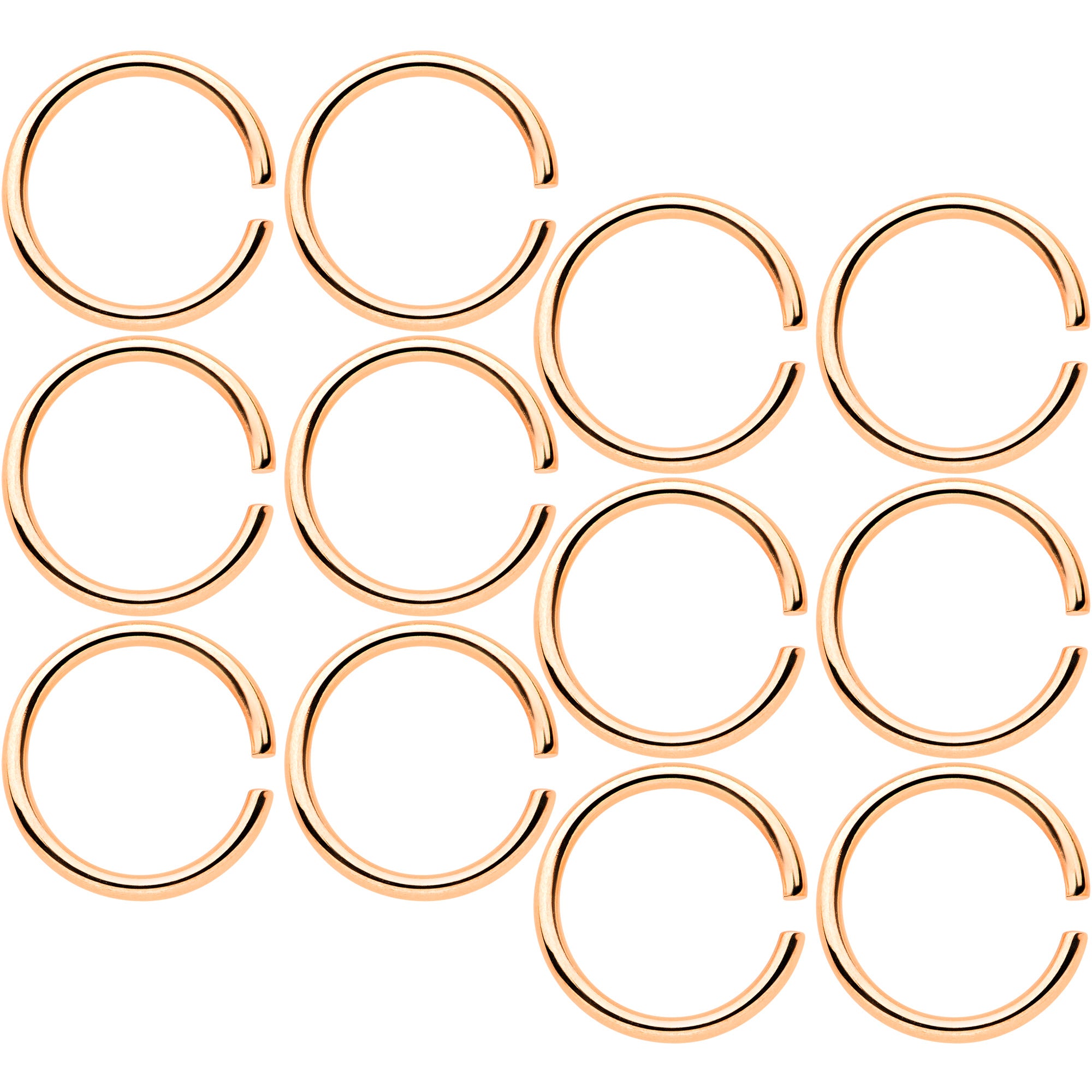 18 Gauge 5/16 Rose Gold Tone Anodized Seamless Circular Ring Set of 12