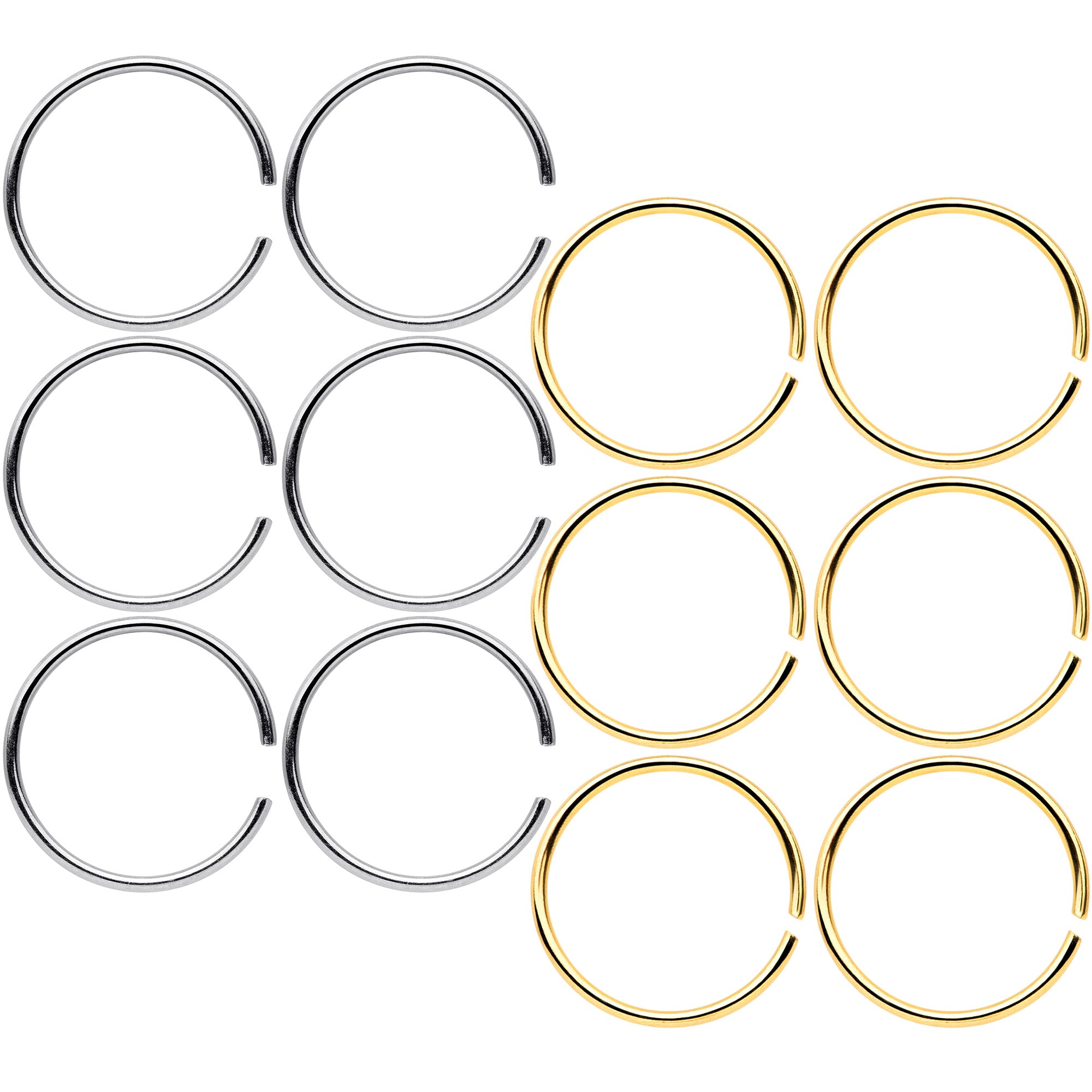 22 Gauge 5/16 Steel Gold Tone Anodized Seamless Circular Ring Set of 12