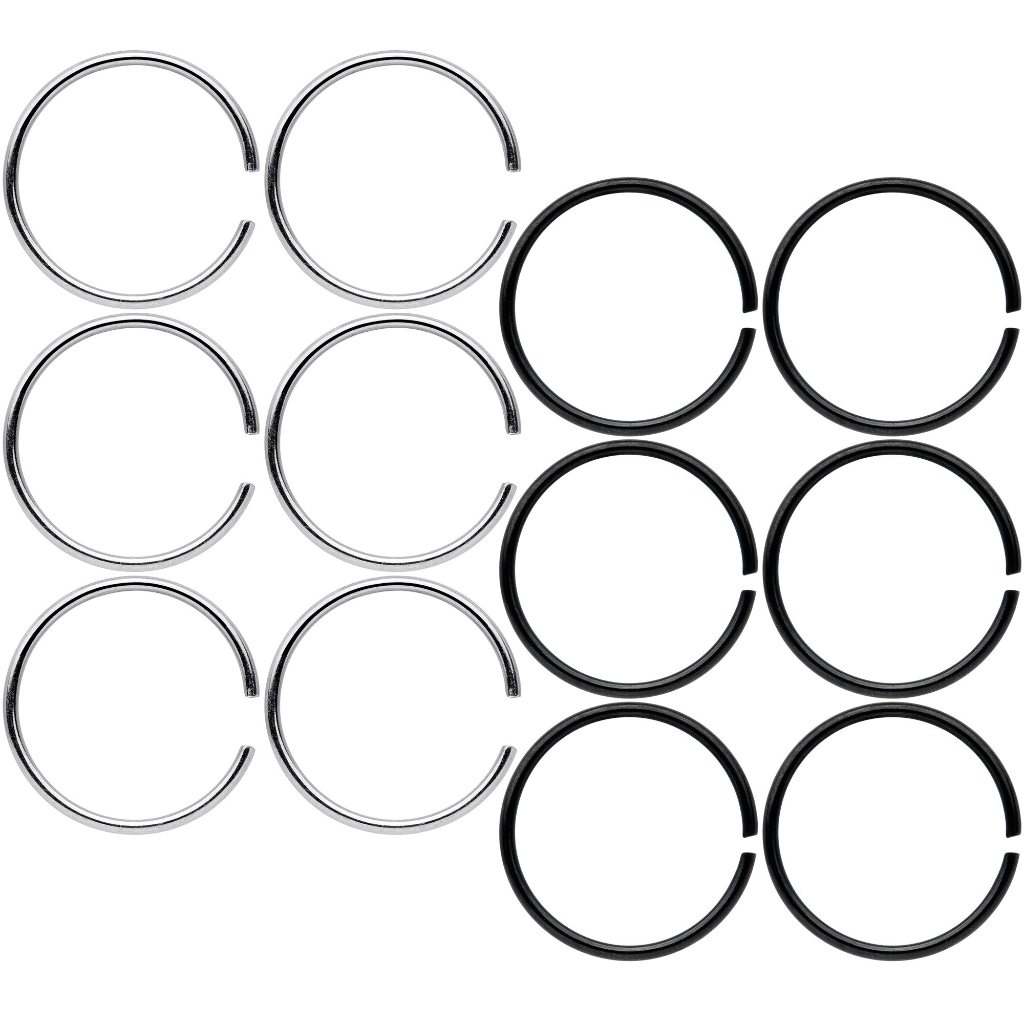 22 Gauge 5/16 Steel Black Anodized Seamless Circular Ring Set of 12