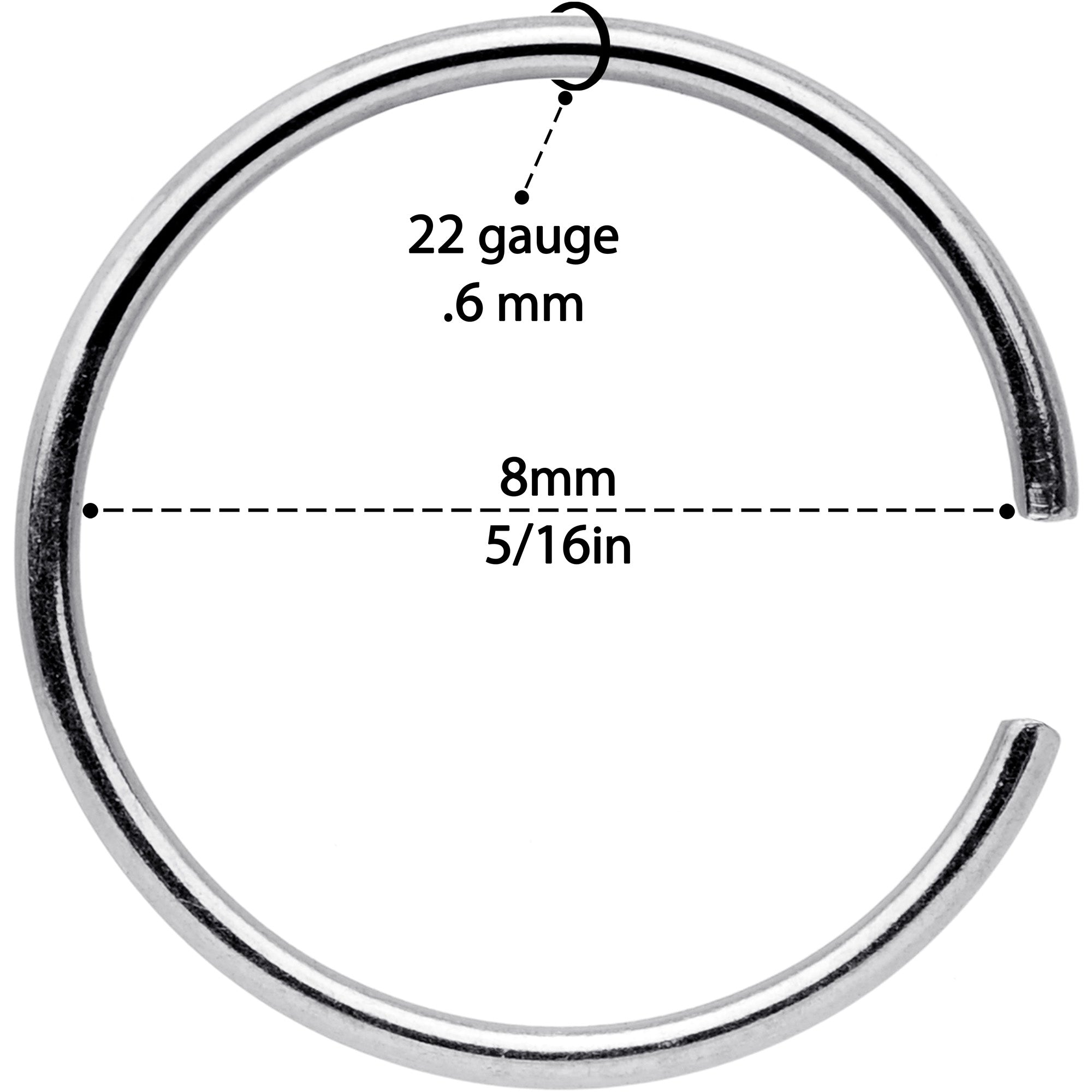 22 Gauge 5/16 Steel Black Anodized Seamless Circular Ring Set of 12