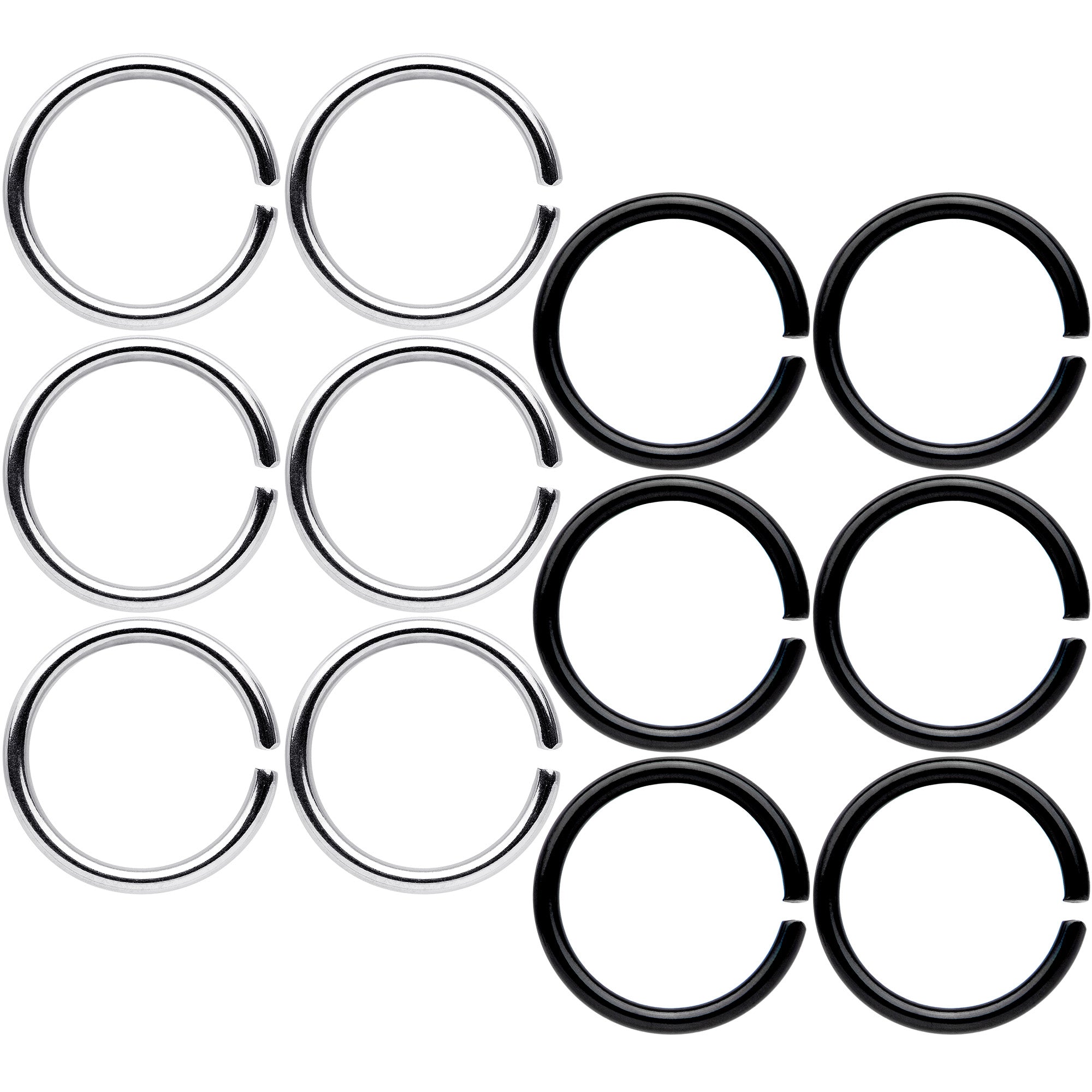 18 Gauge 5/16 Steel Black Anodized Seamless Circular Ring Set of 12