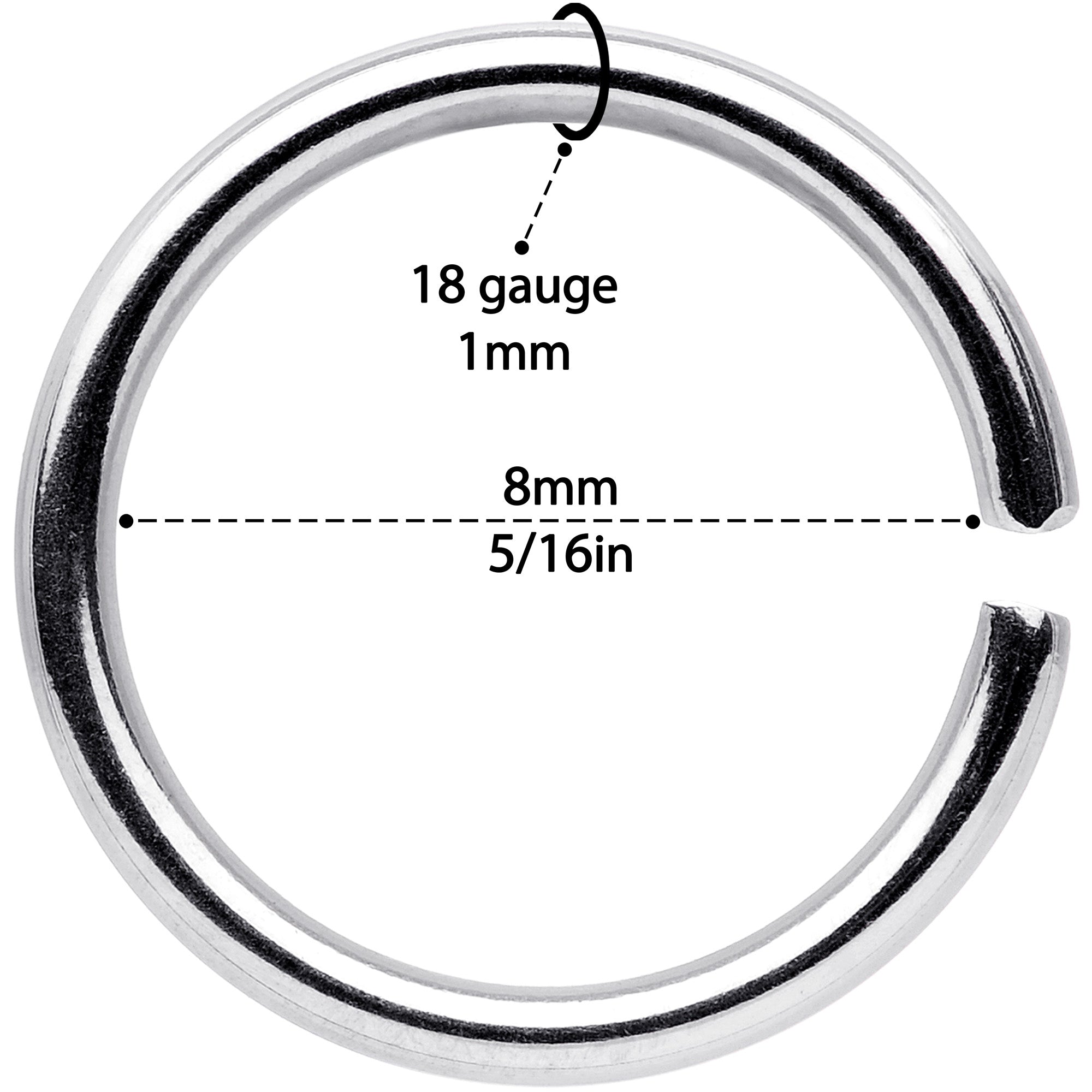 18 Gauge 5/16 Steel Black Anodized Seamless Circular Ring Set of 12