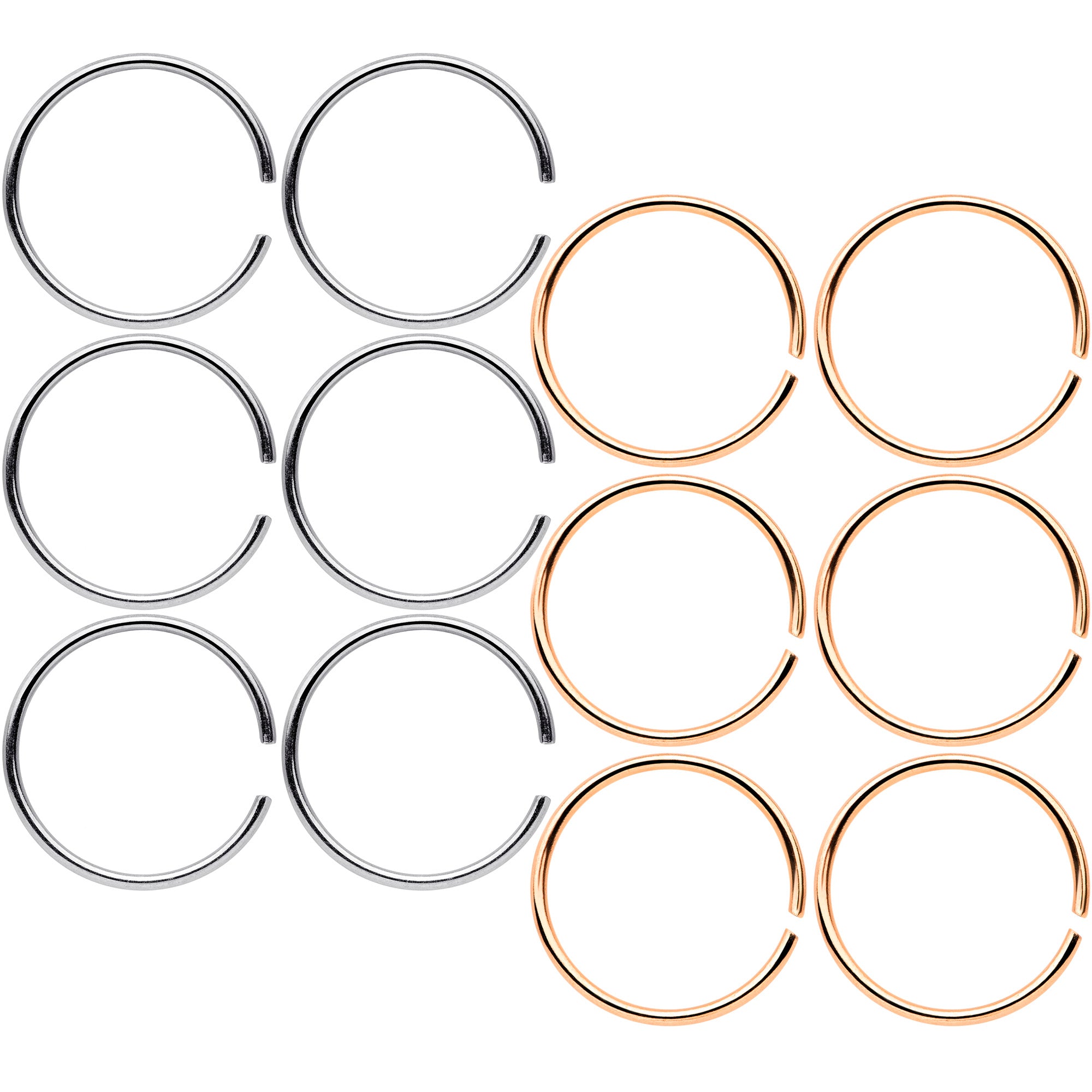 22 Gauge 5/16 Steel Rose Gold Tone Anodized Seamless Circular Ring Set of 12