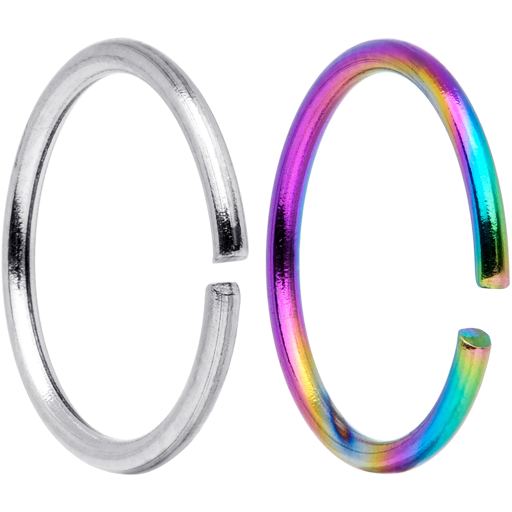 20 Gauge 5/16 Steel Rainbow Anodized Seamless Circular Ring Set of 12