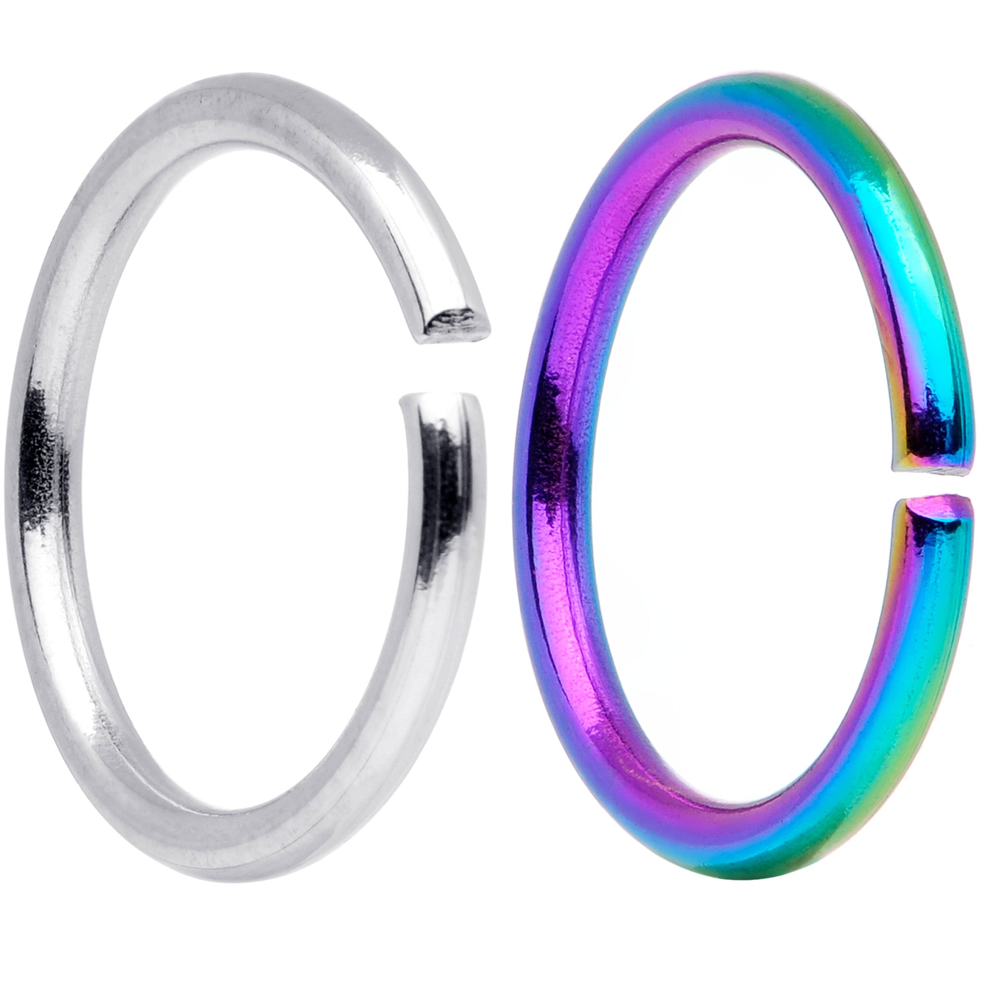 18 Gauge 5/16 Steel Rainbow Anodized Seamless Circular Ring Set of 12