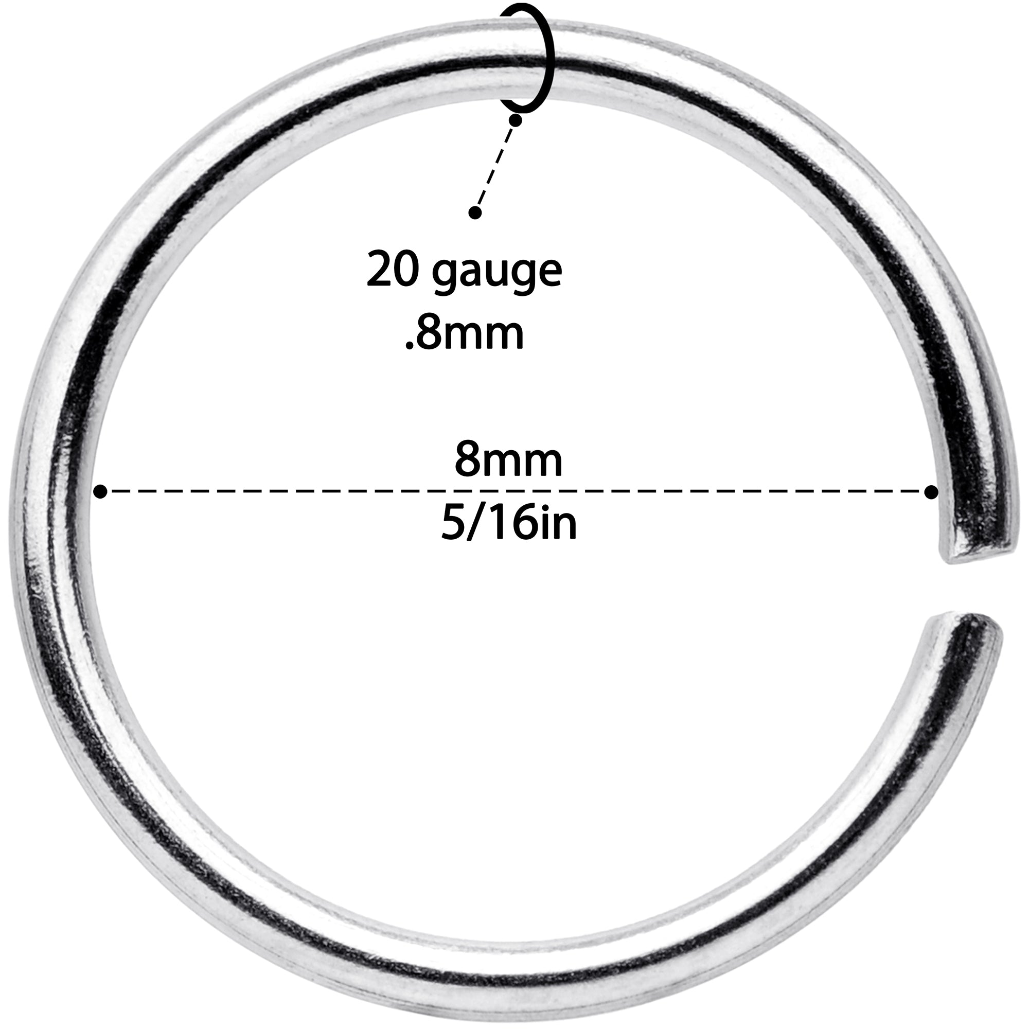 20 Gauge 5/16 Blue Anodized Steel Seamless Nose Hoop Set of 12