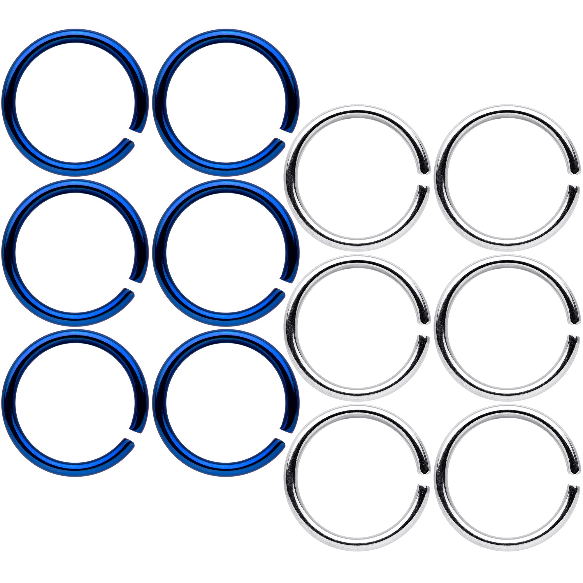 18 Gauge 5/16 Blue Anodized Steel Seamless Nose Hoop Set of 12