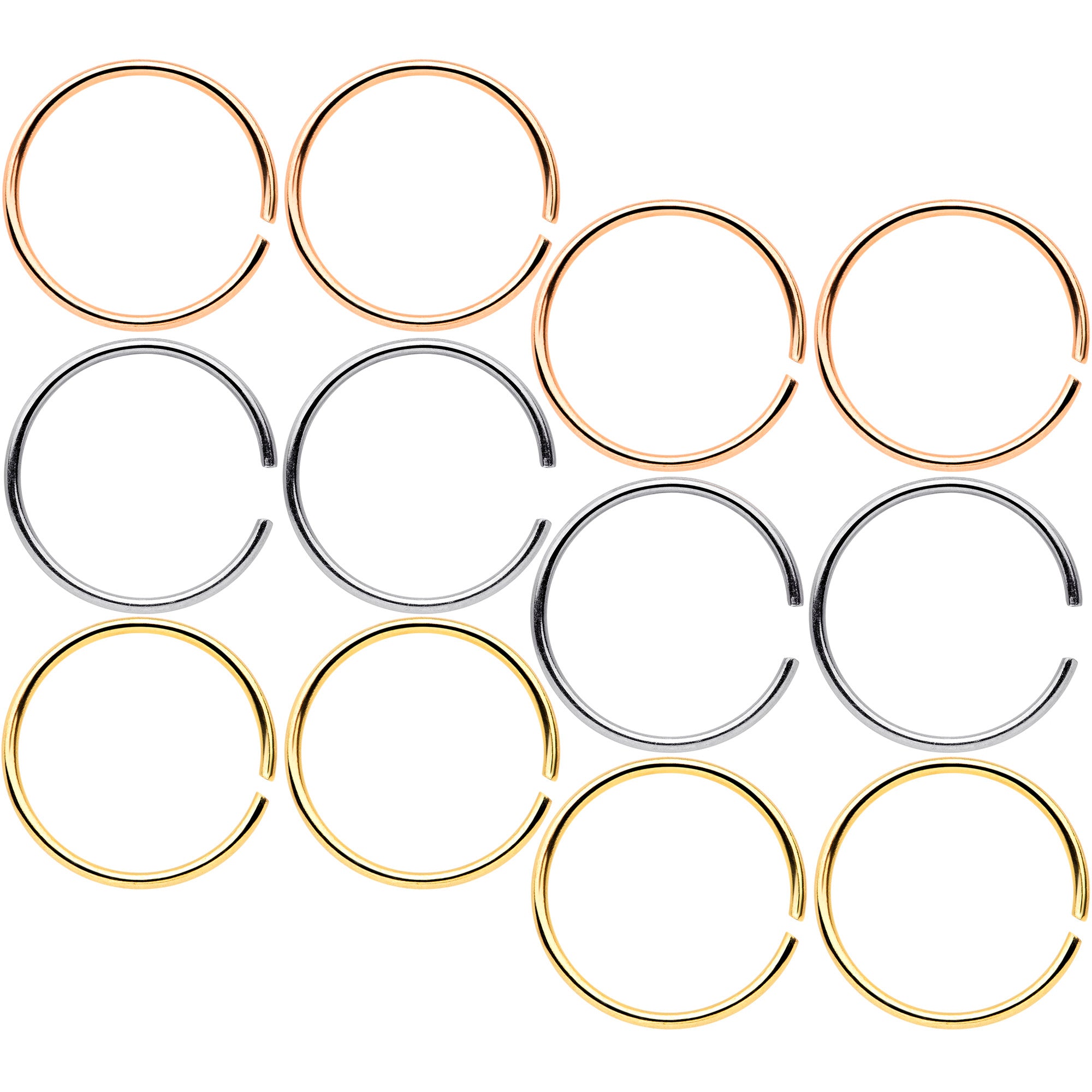 22 Gauge 5/16 Gold Tone Rose Gold Tone Anodized Seamless Circular Ring Set of 12