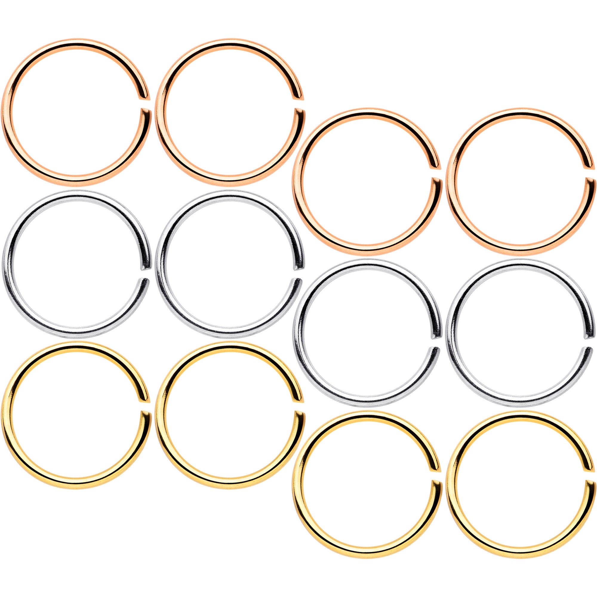 20 Gauge 5/16 Gold Tone Rose Gold Tone Anodized Seamless Circular Ring Set of 12