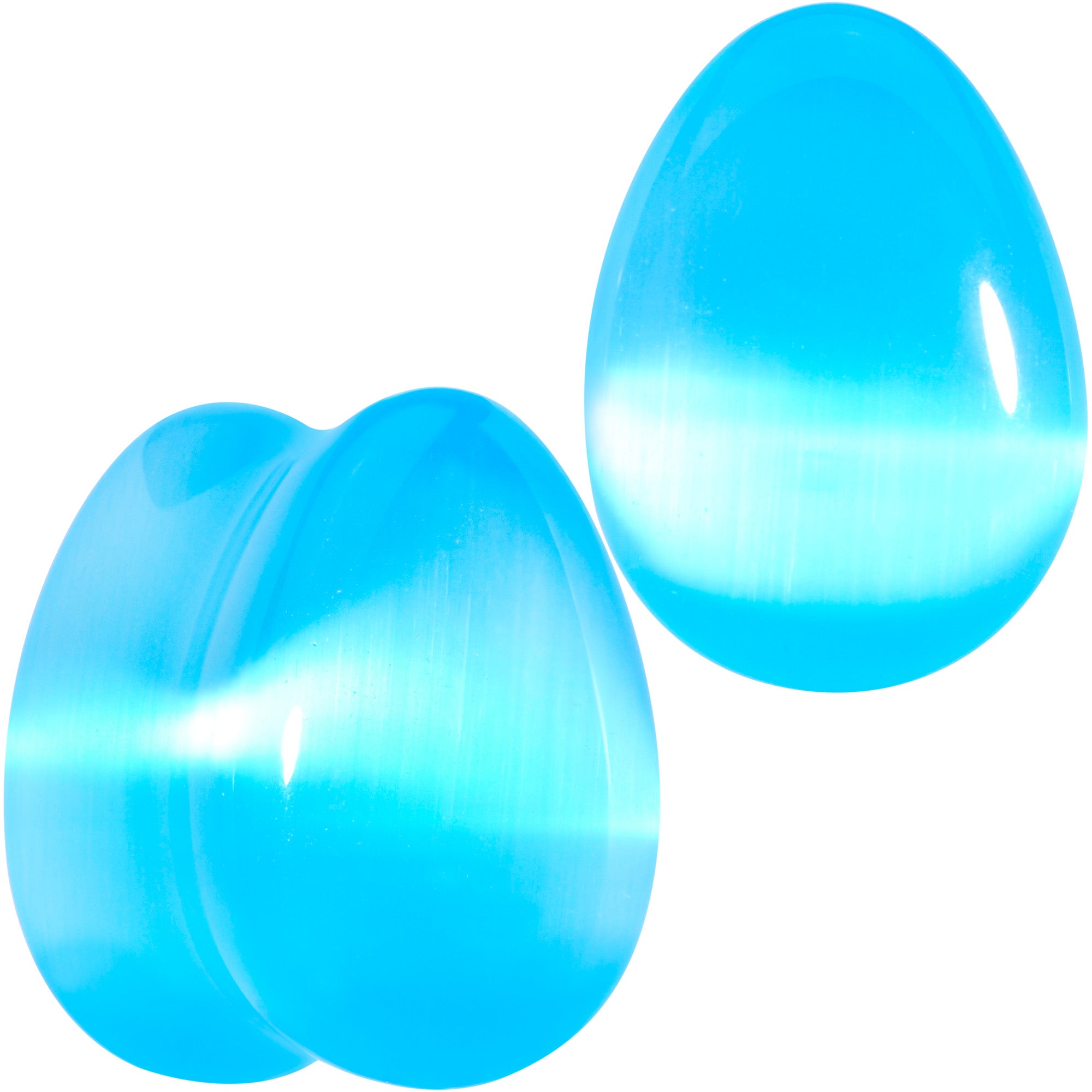 Light Blue Glass Teardrop Plug Set