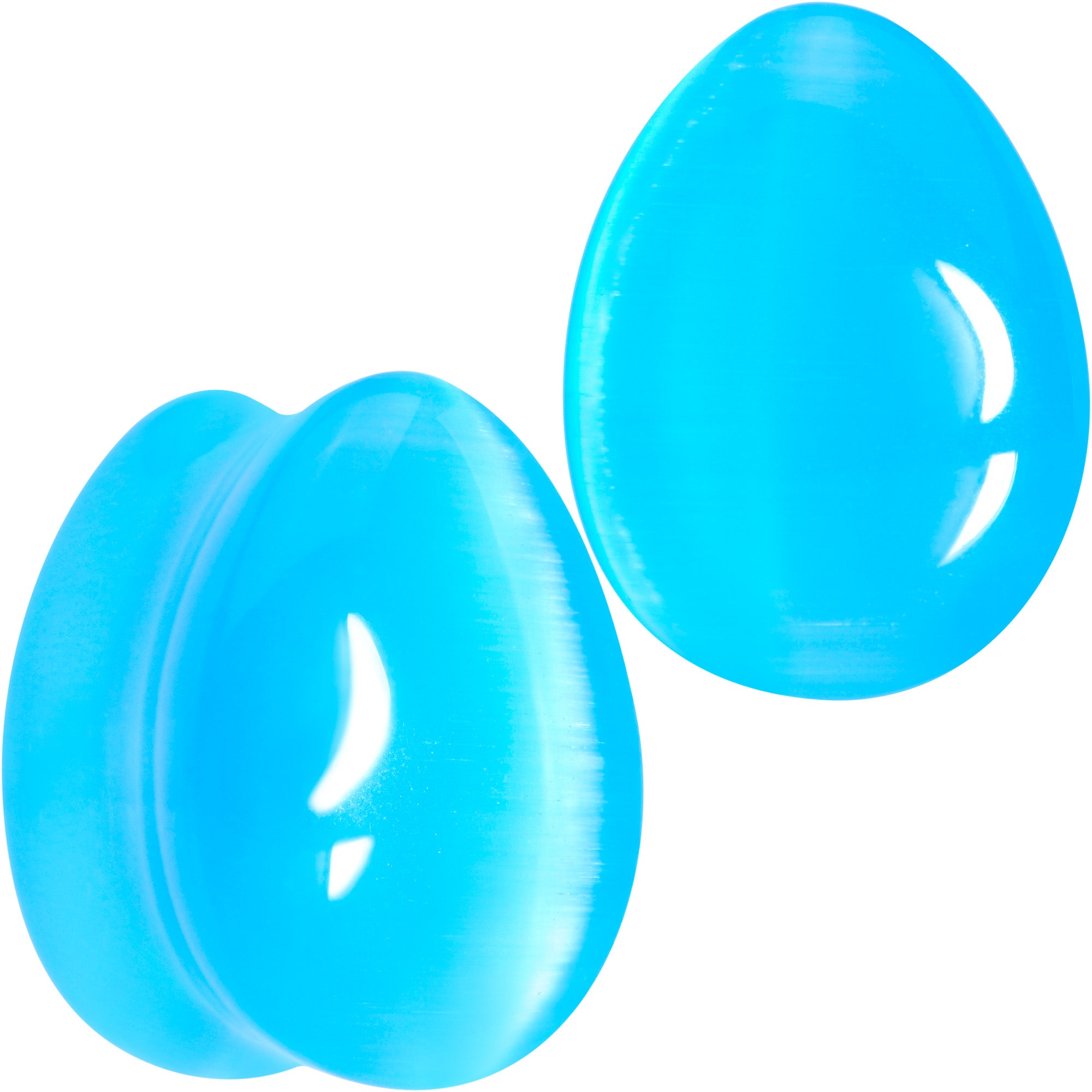 Light Blue Glass Teardrop Plug Set