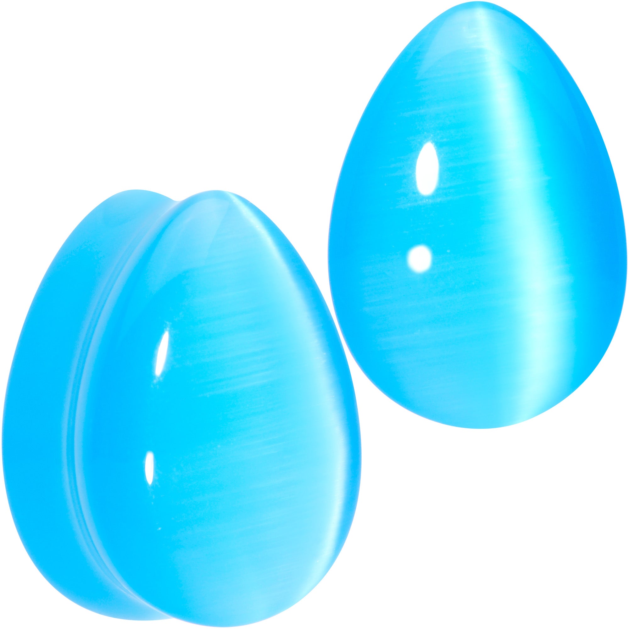 Light Blue Glass Teardrop Plug Set