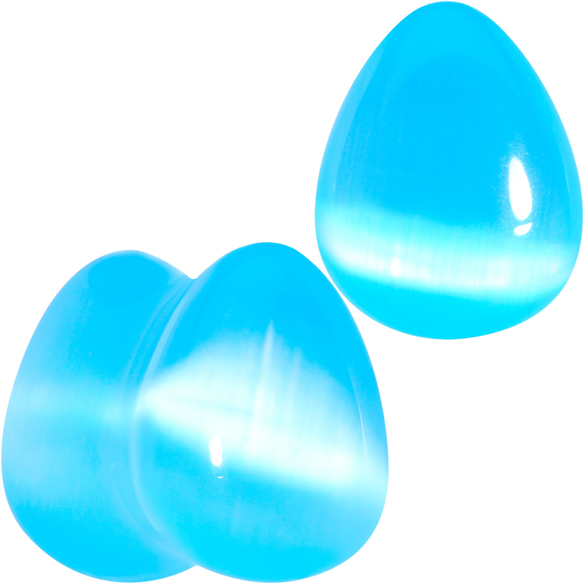 Light Blue Glass Teardrop Plug Set