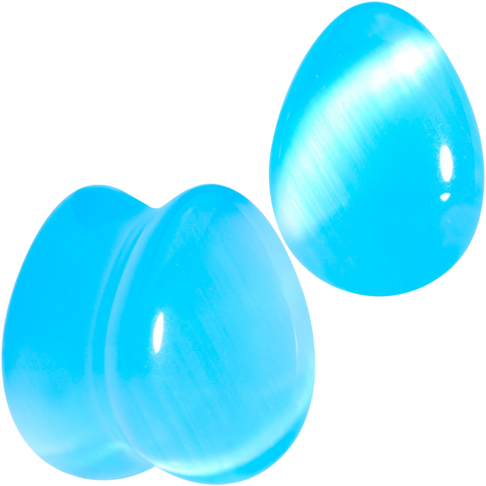 Light Blue Glass Teardrop Plug Set