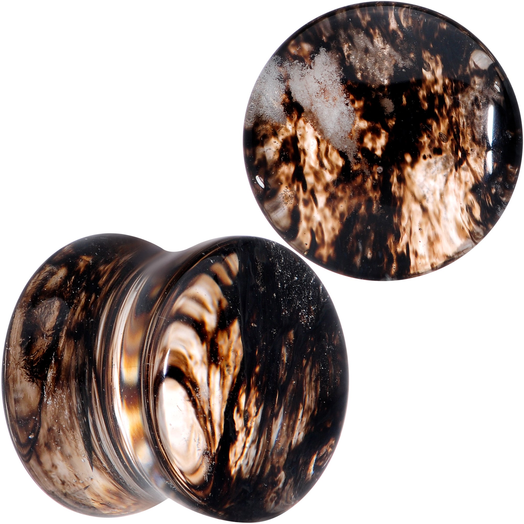 Clear Brown Glass Boho Saddle Plug Set