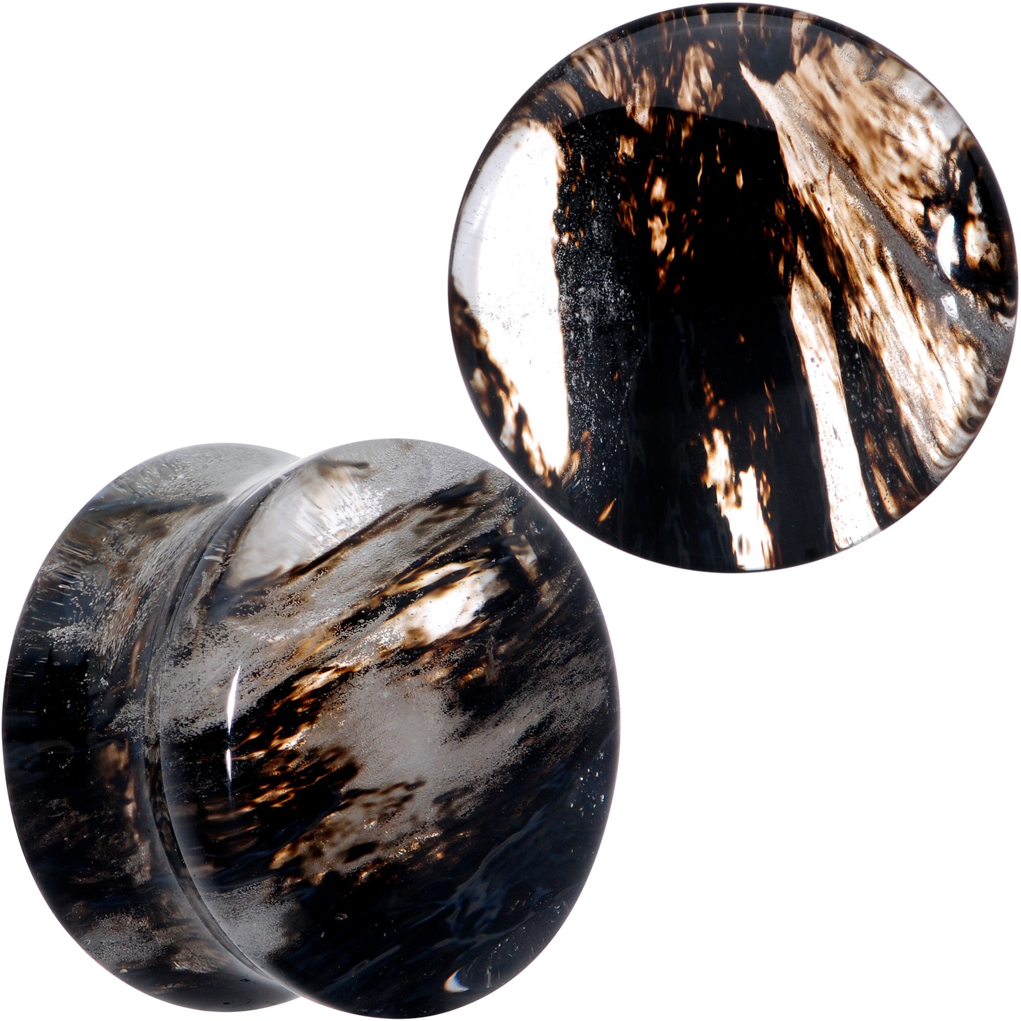 Clear Brown Glass Boho Saddle Plug Set