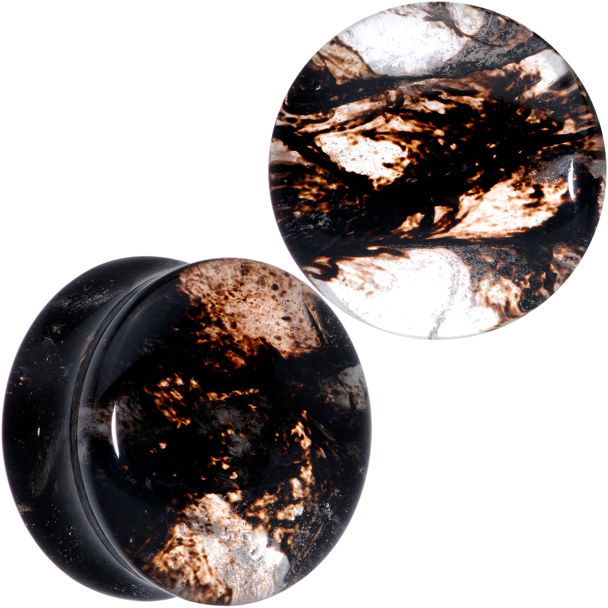 Clear Brown Glass Boho Saddle Plug Set