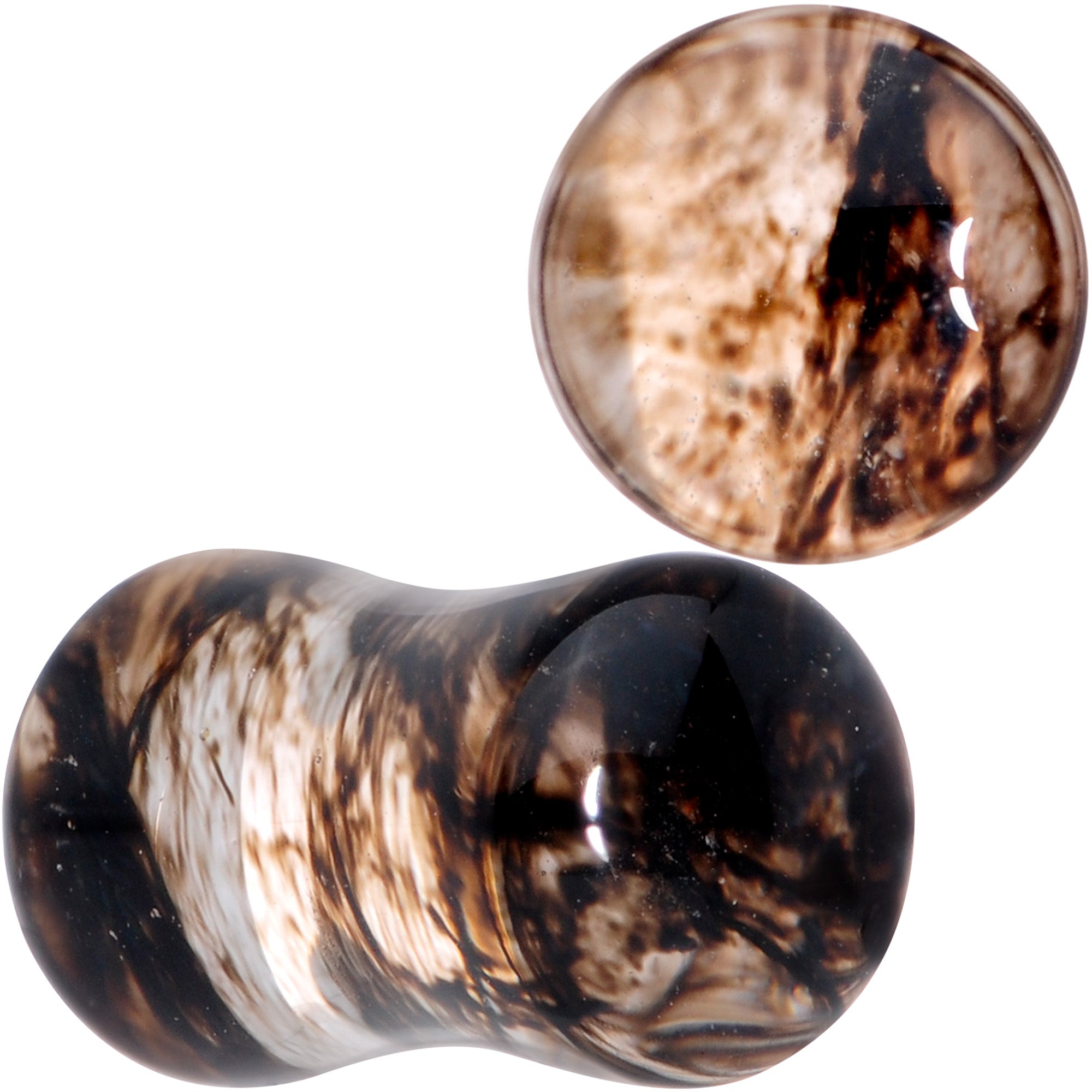 Clear Brown Glass Boho Saddle Plug Set