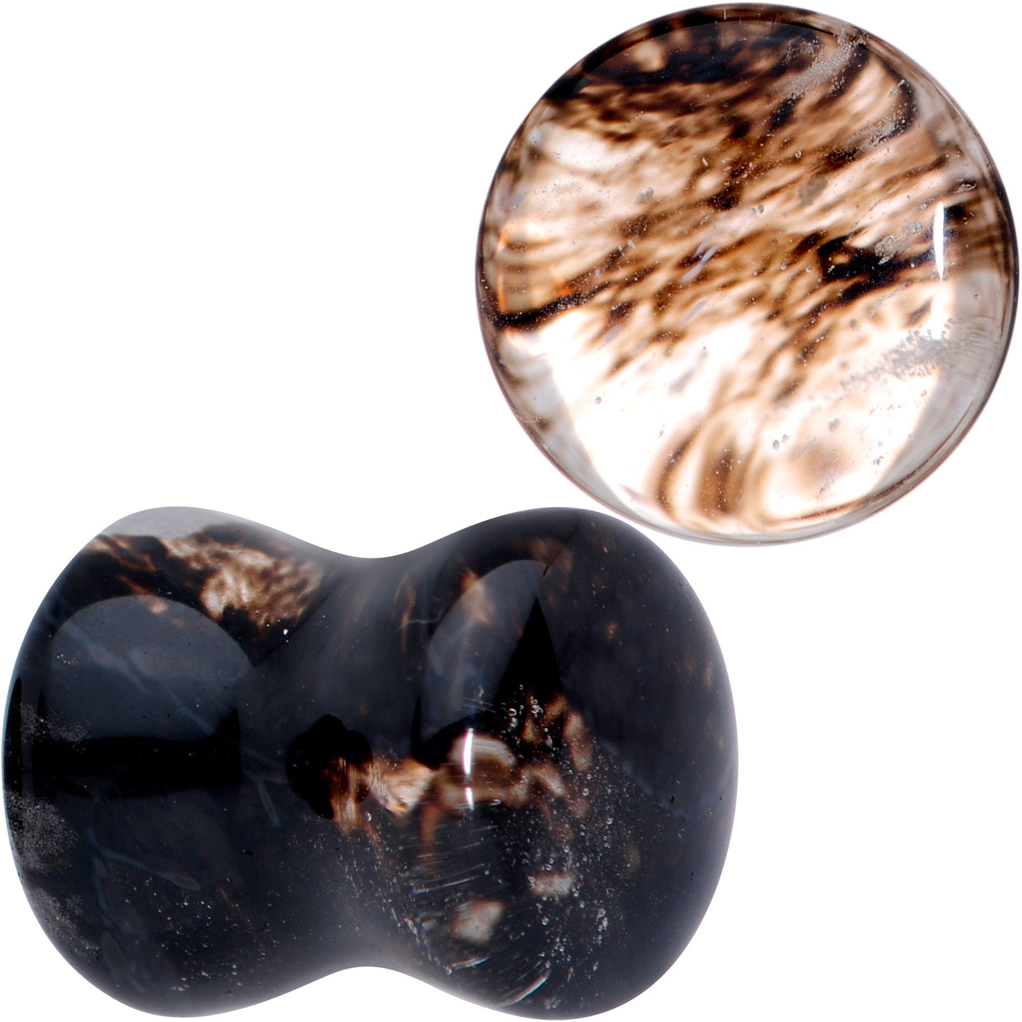 Clear Brown Glass Boho Saddle Plug Set