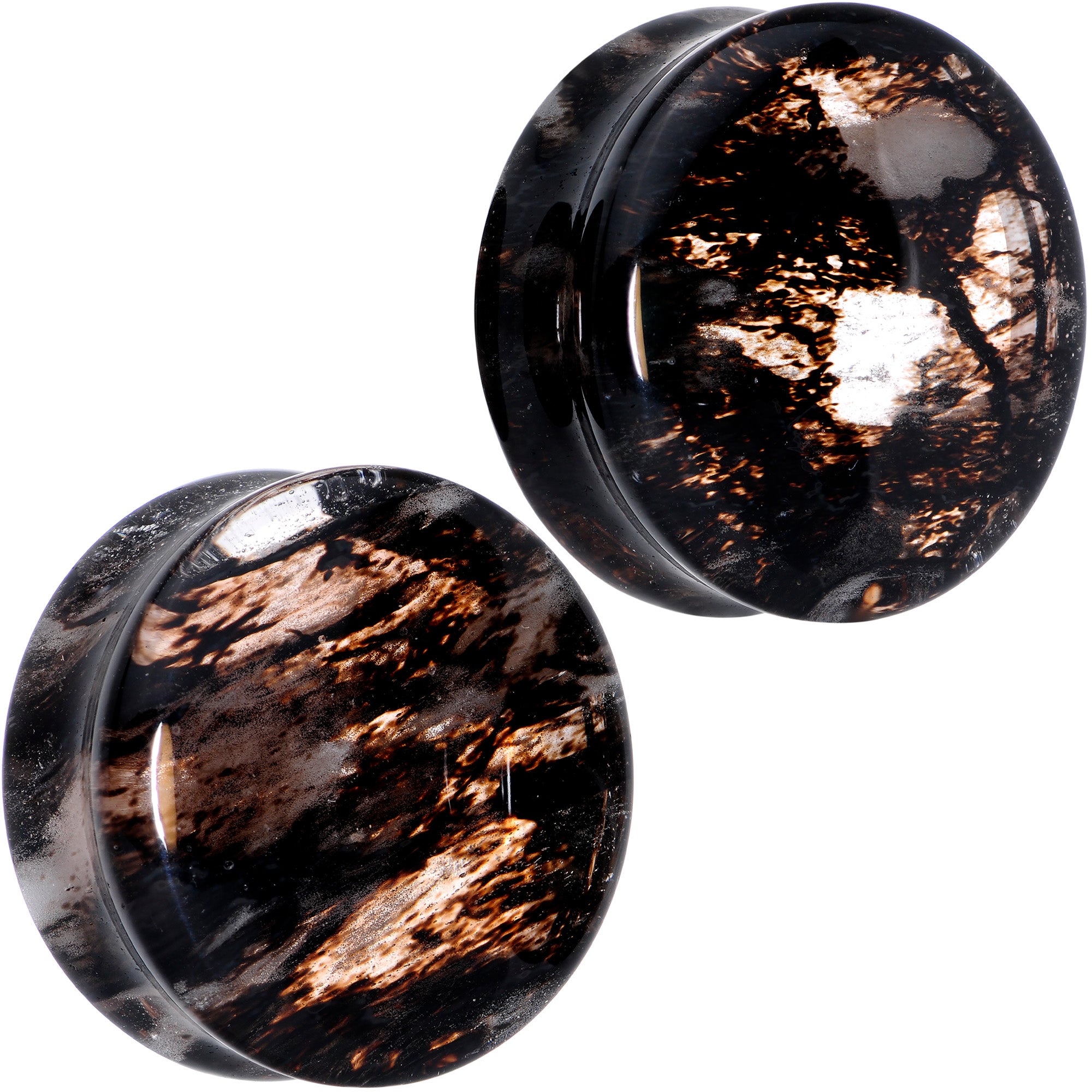 Clear Brown Glass Boho Saddle Plug Set