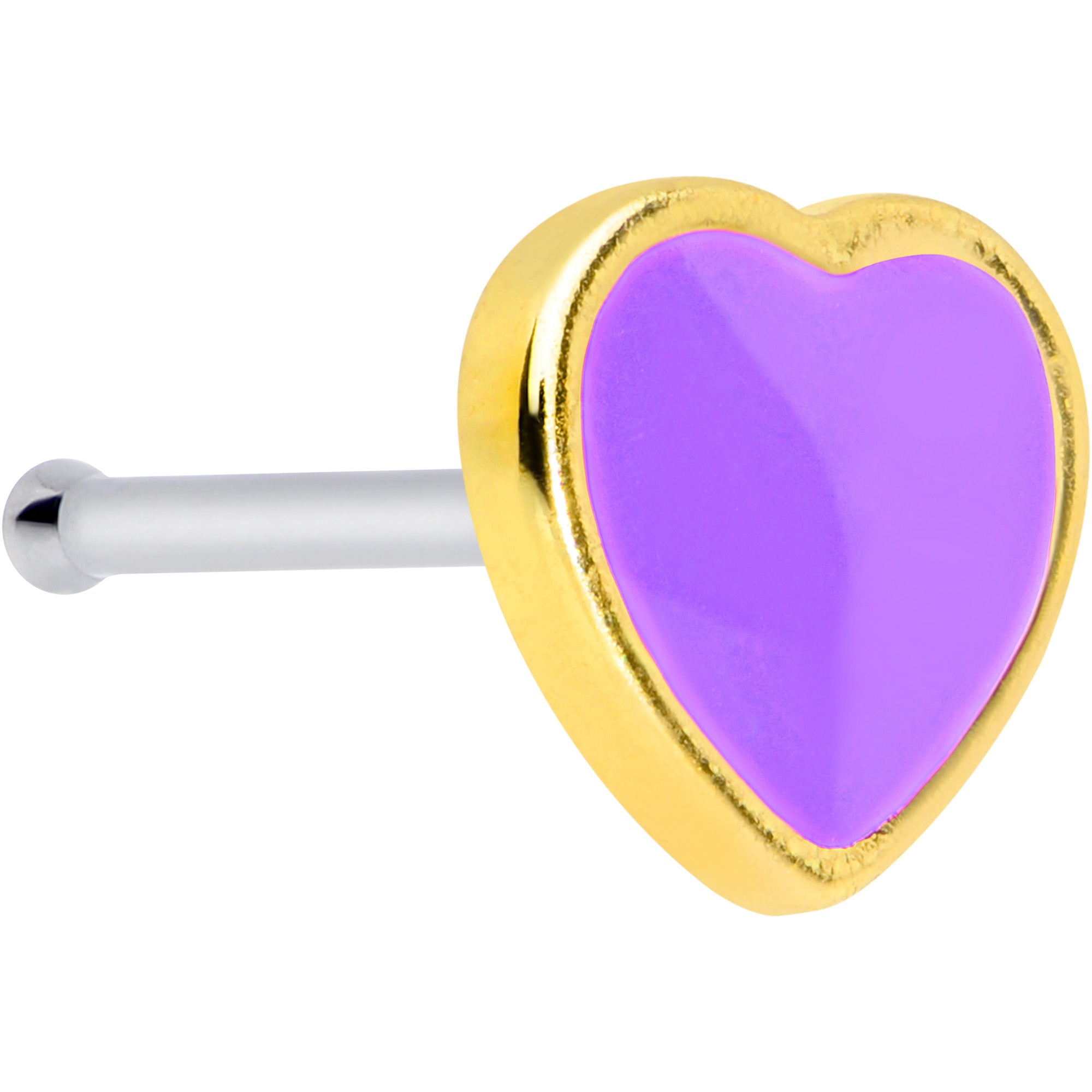 20 Gauge 5/16 Purple Heart Valentines Day Nose Bone