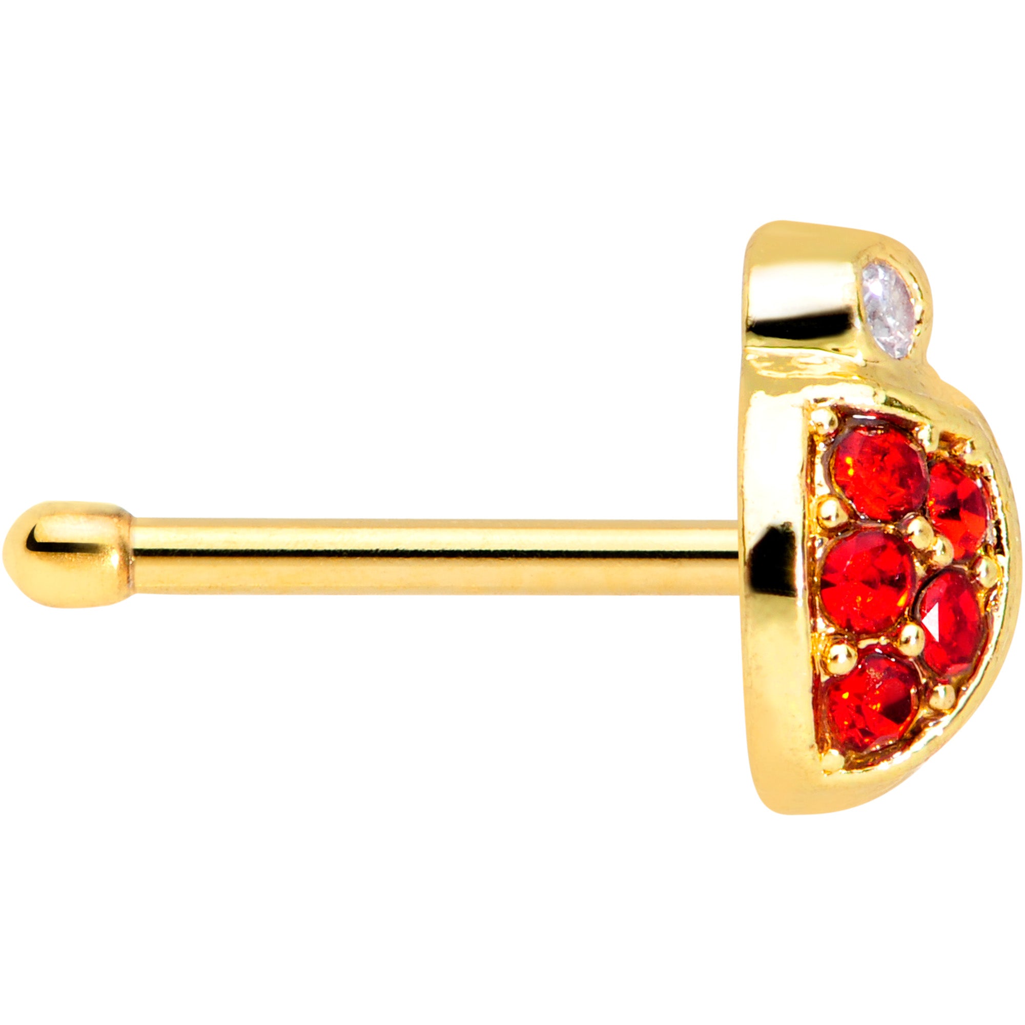 20 Gauge 7mm Red Gem Gold Tone Ladybug Nose Bone