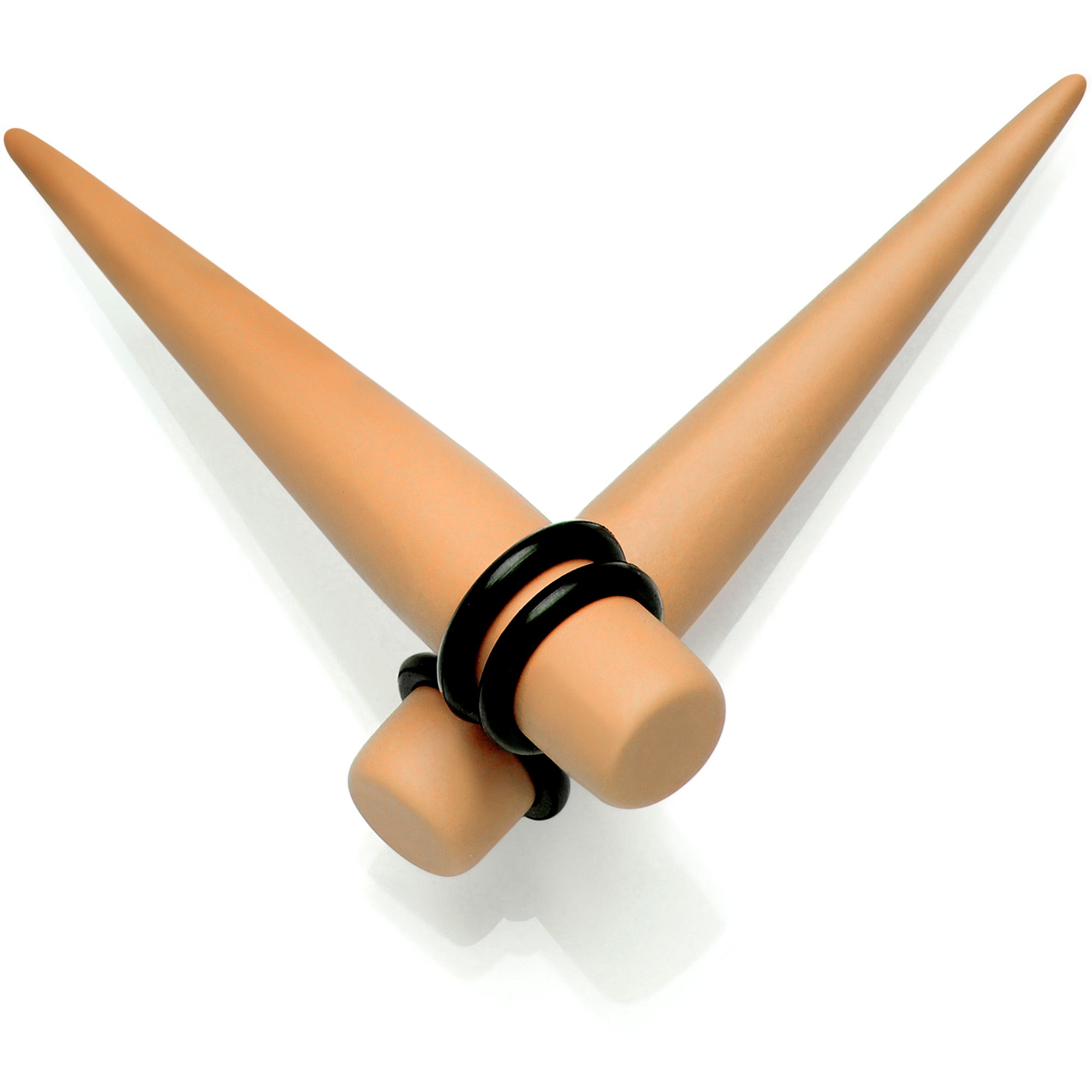 Tan Matte Acrylic Straight Taper Set 2 Gauge to 00 Gauge