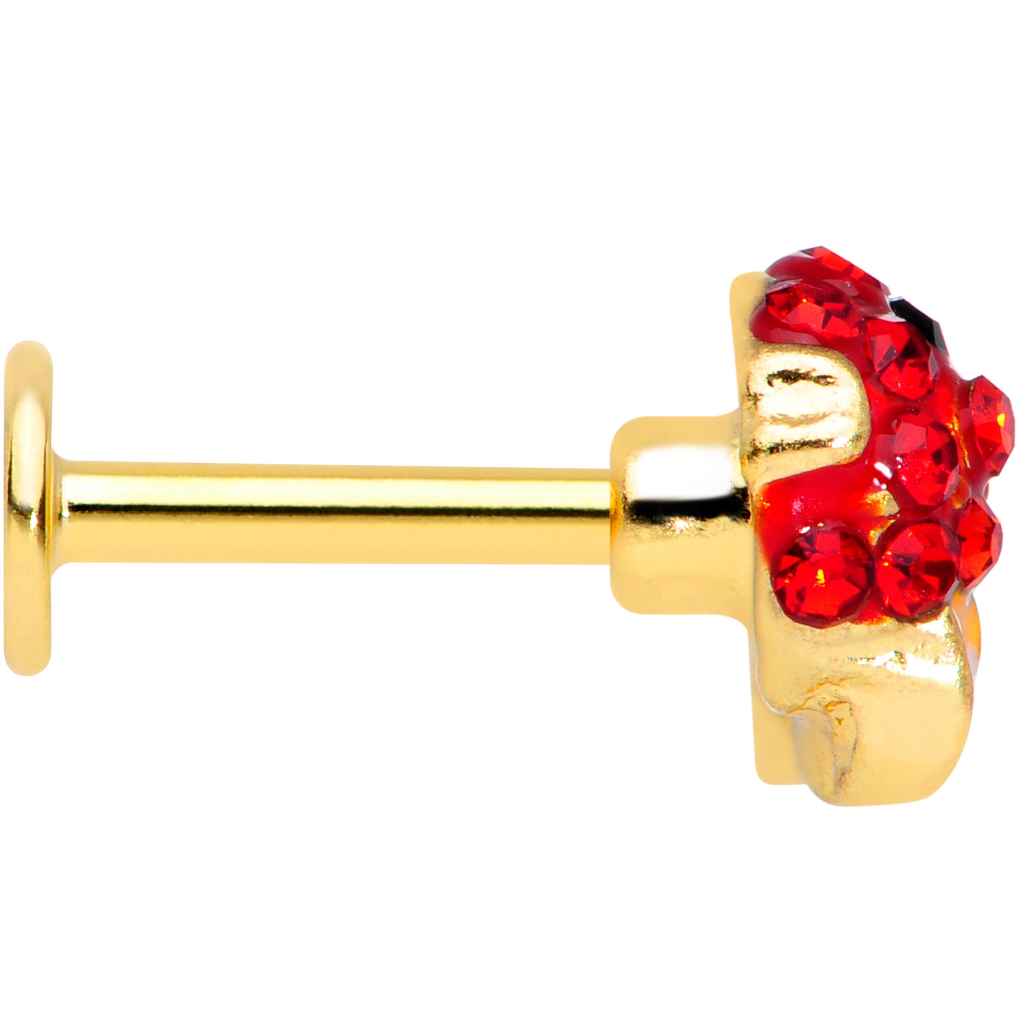 16 Gauge 1/4 Red Gem Gold Tone Blow Fish Labret Monroe Tragus