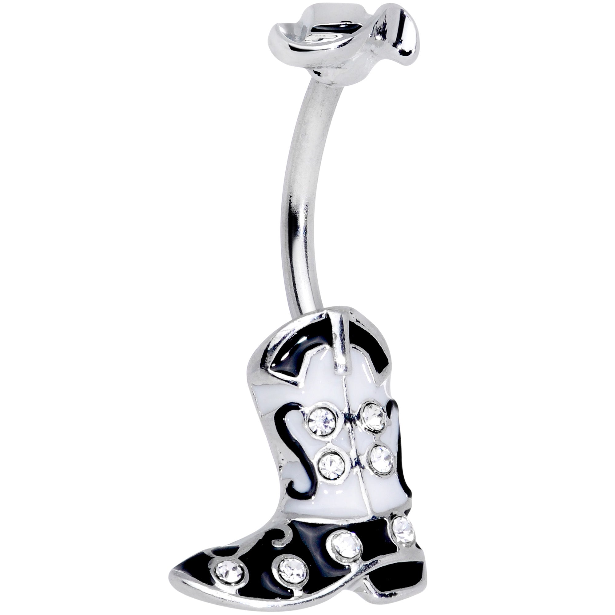 Clear Gem Western Boot Hat Belly Ring