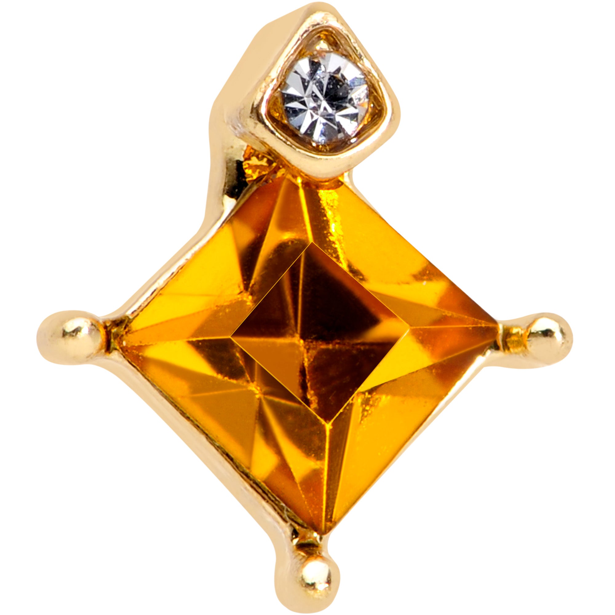 16 Gauge 1/4 Clear Yellow Gem Gold Tone Rhombus Cartilage Tragus