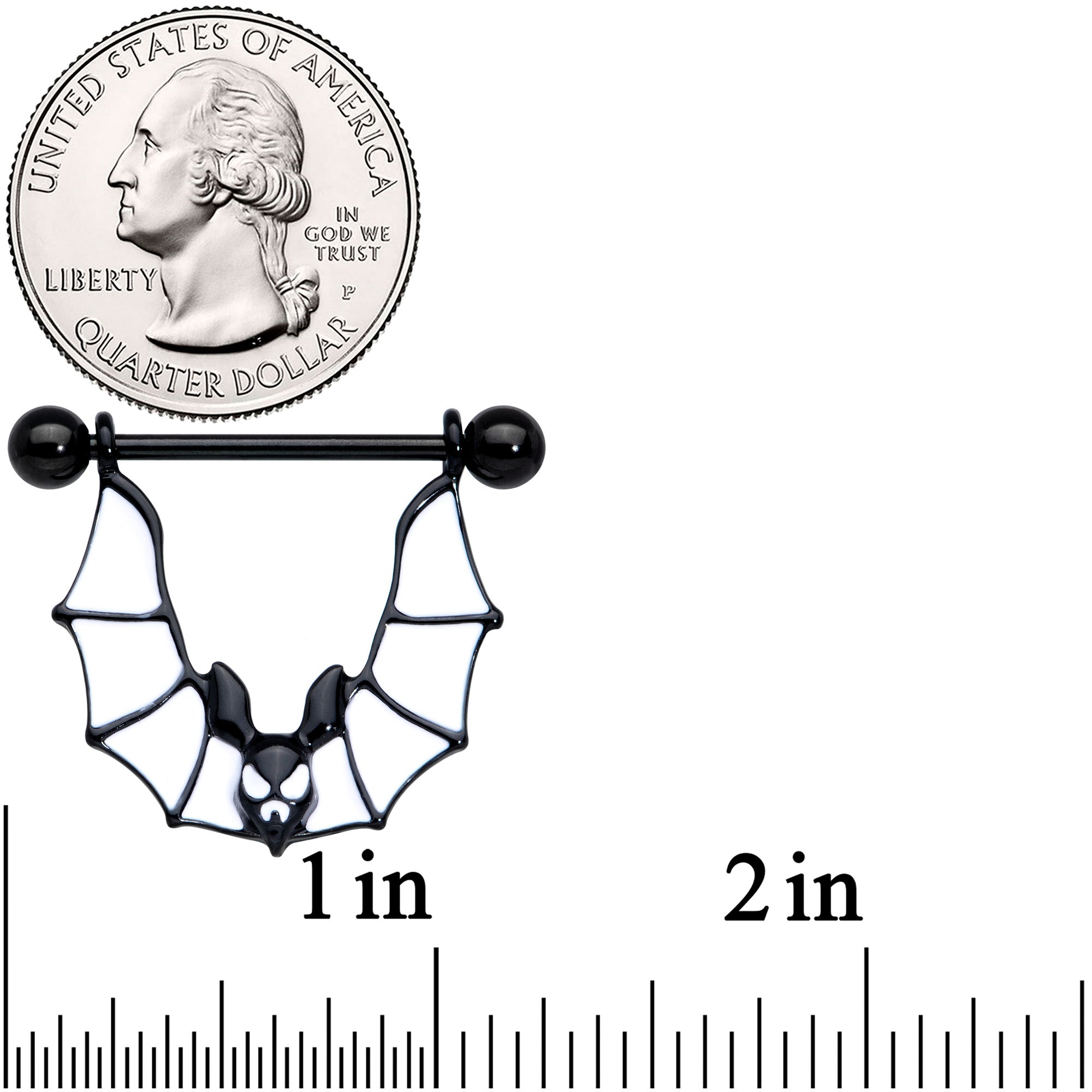 14 Gauge 3/4 Black Bats Halloween Nipple Shield Set