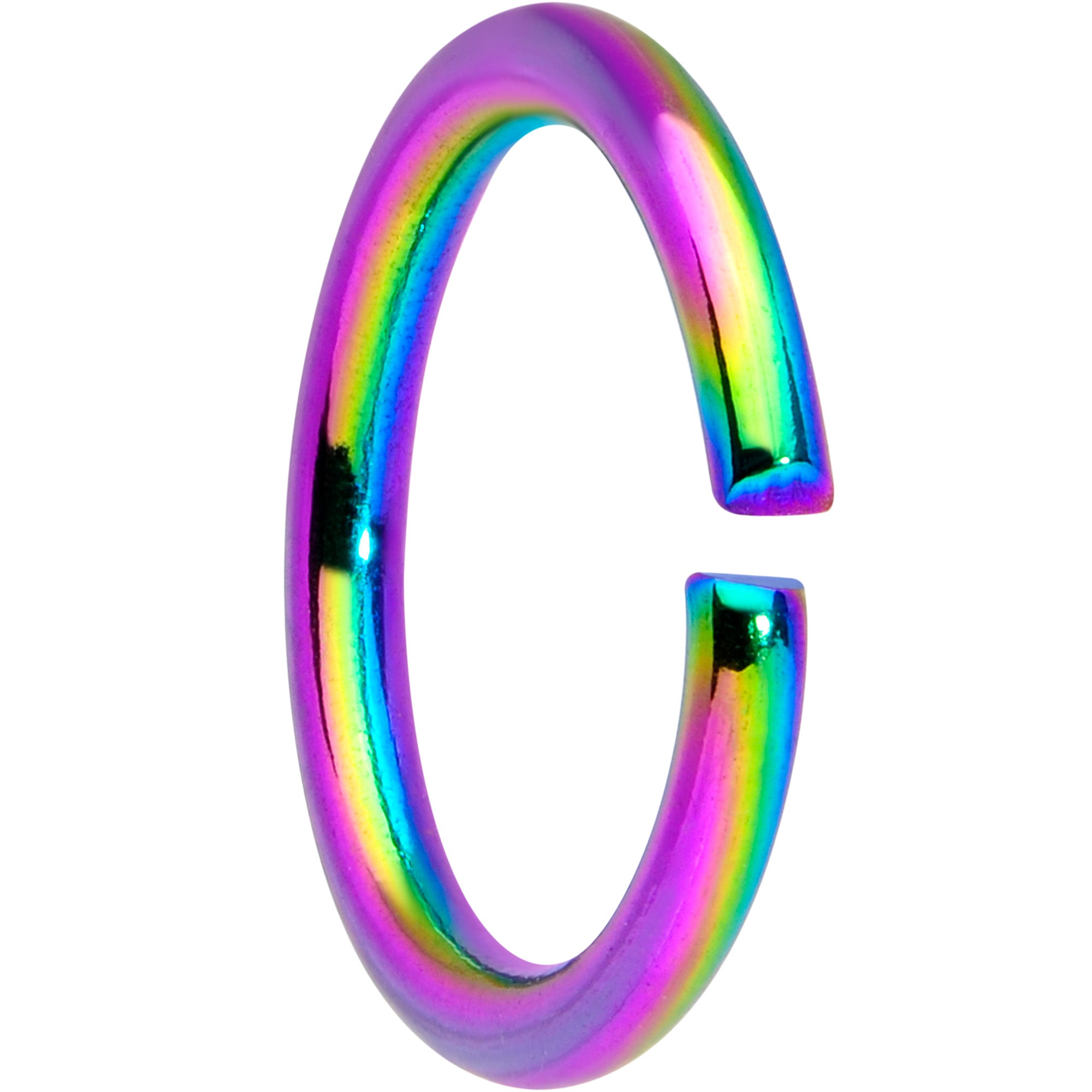 16 Gauge 5/16 Rainbow Anodized Seamless Cartilage Ring Set of 12